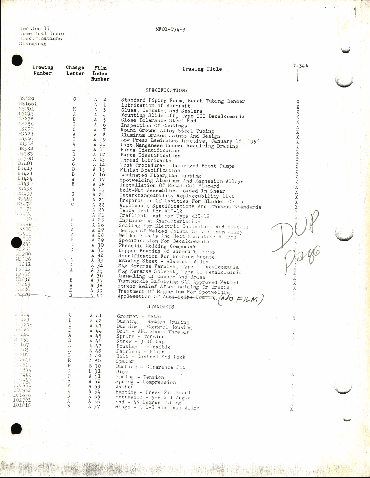 Sample page 7 from AirCorps Library document: Index of Drawings on Microfilm for T-34 Series Aircraft