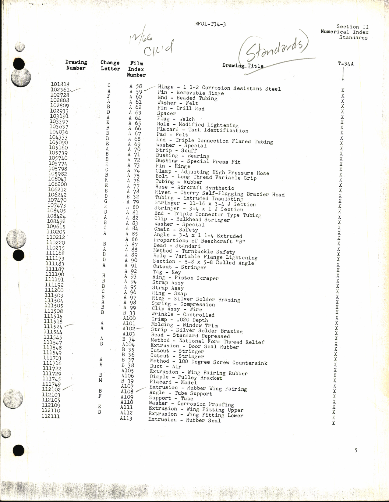 Sample page 8 from AirCorps Library document: Index of Drawings on Microfilm for T-34 Series Aircraft
