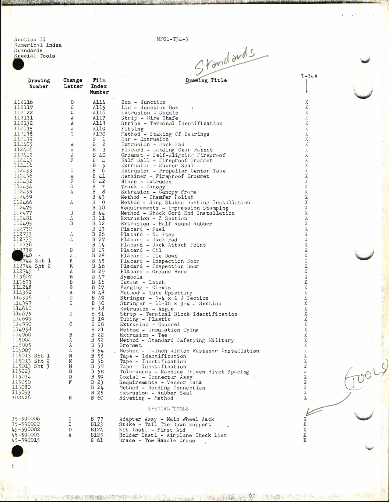Sample page 9 from AirCorps Library document: Index of Drawings on Microfilm for T-34 Series Aircraft