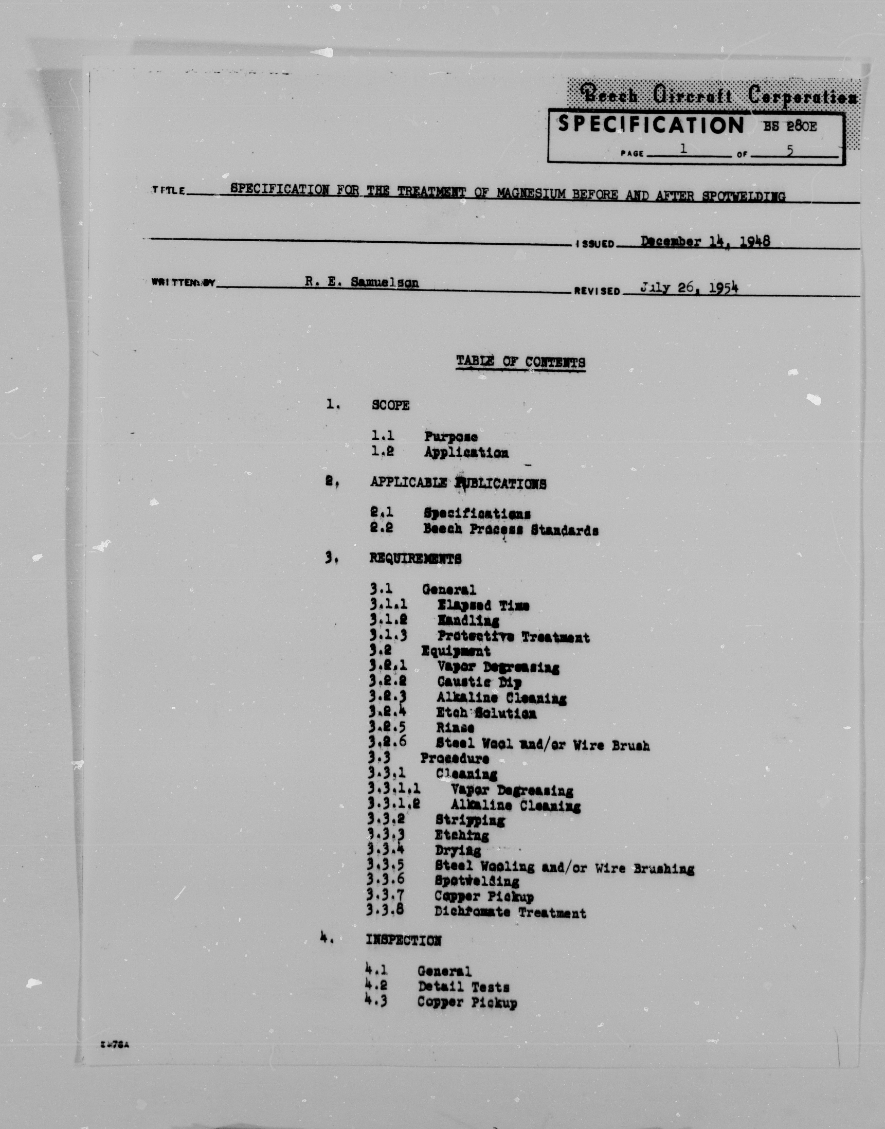 Sample page 2 from AirCorps Library document: Specification for the Treatment of Magnesium Before & After Spotwelding