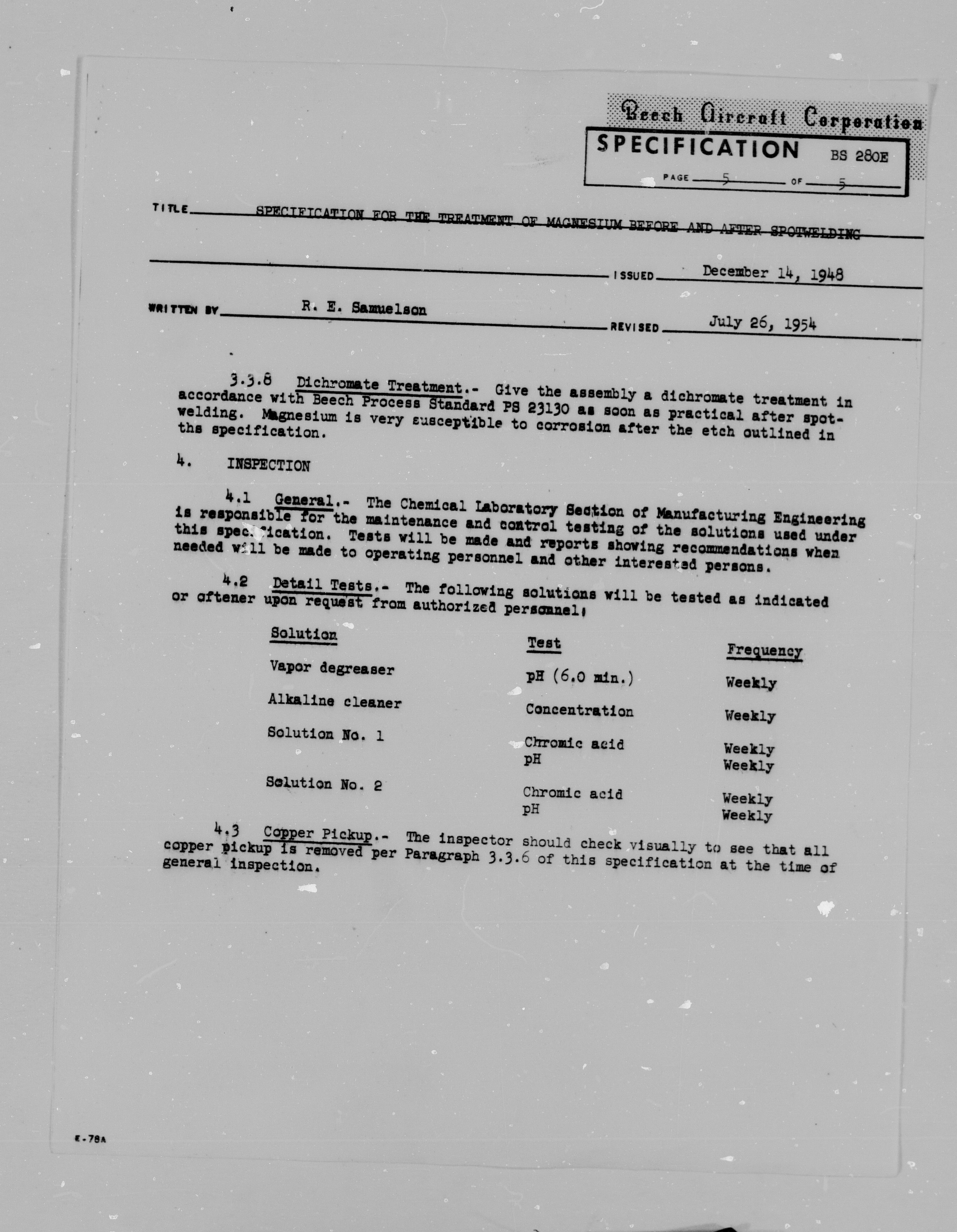 Sample page 6 from AirCorps Library document: Specification for the Treatment of Magnesium Before & After Spotwelding