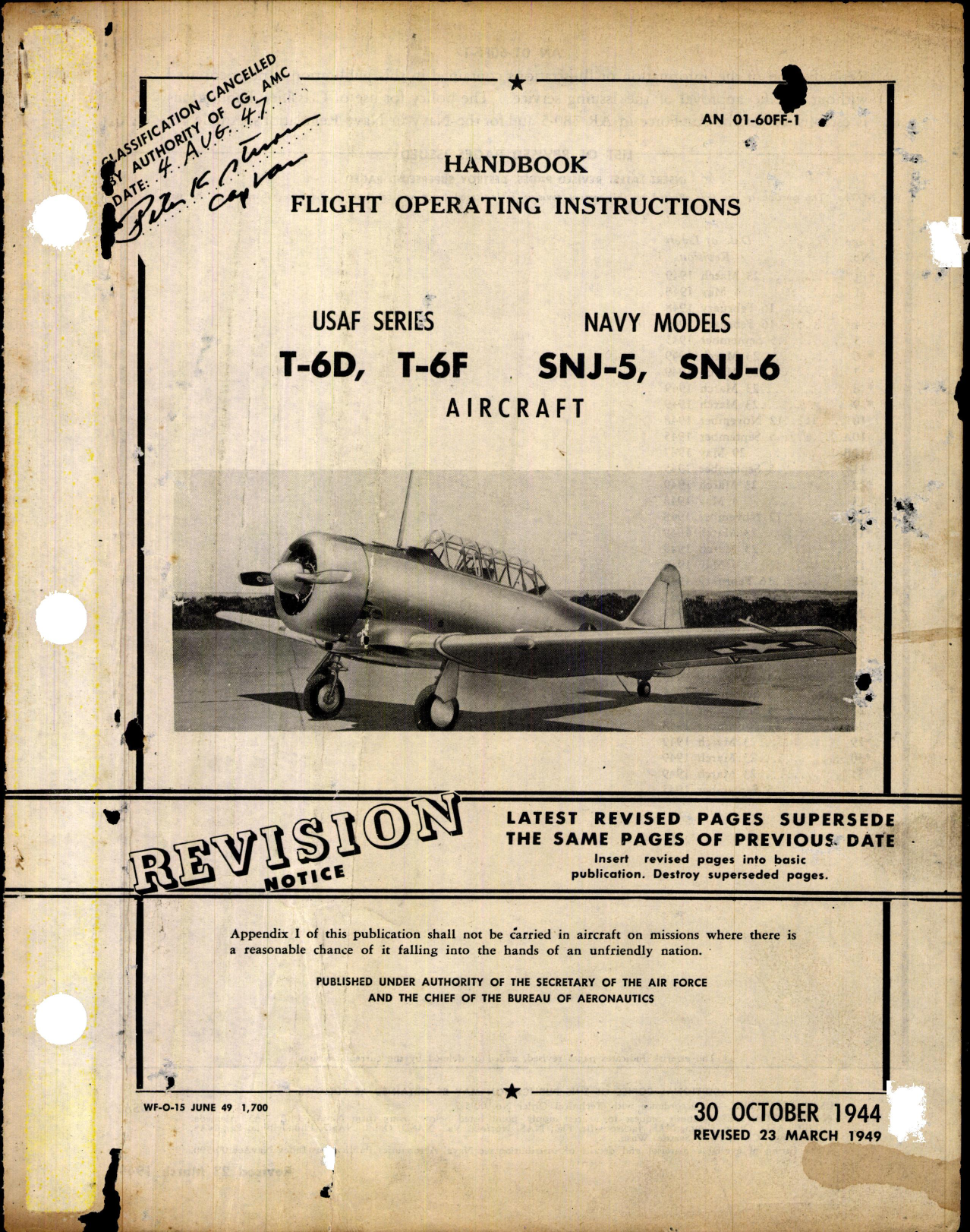 Sample page 1 from AirCorps Library document: Flight Operating Instructions for T-6D, T-6F, SNJ-5 & SNJ-6