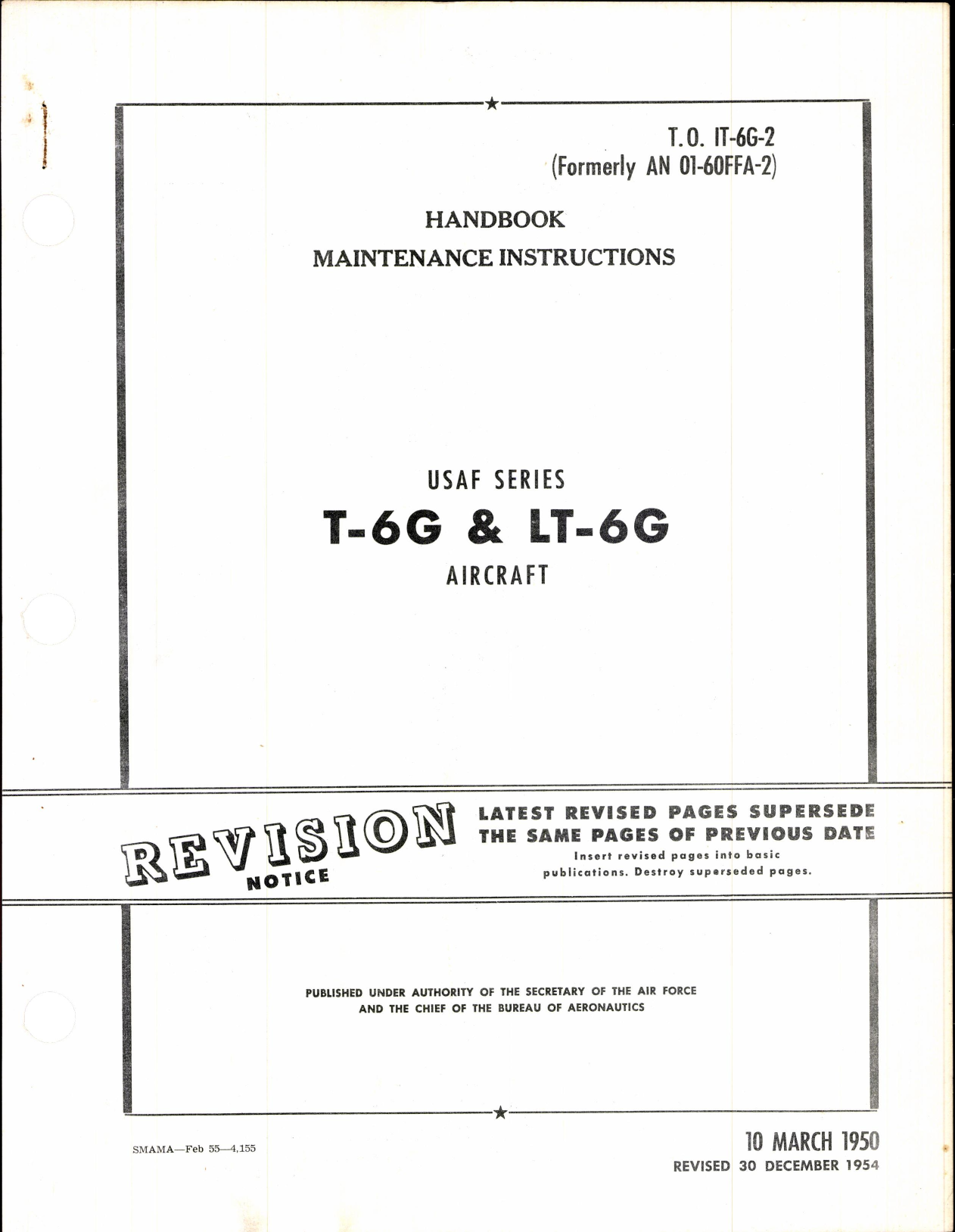 Sample page 1 from AirCorps Library document: Maintenance Instructions for T-6G and LT-6G Aircraft
