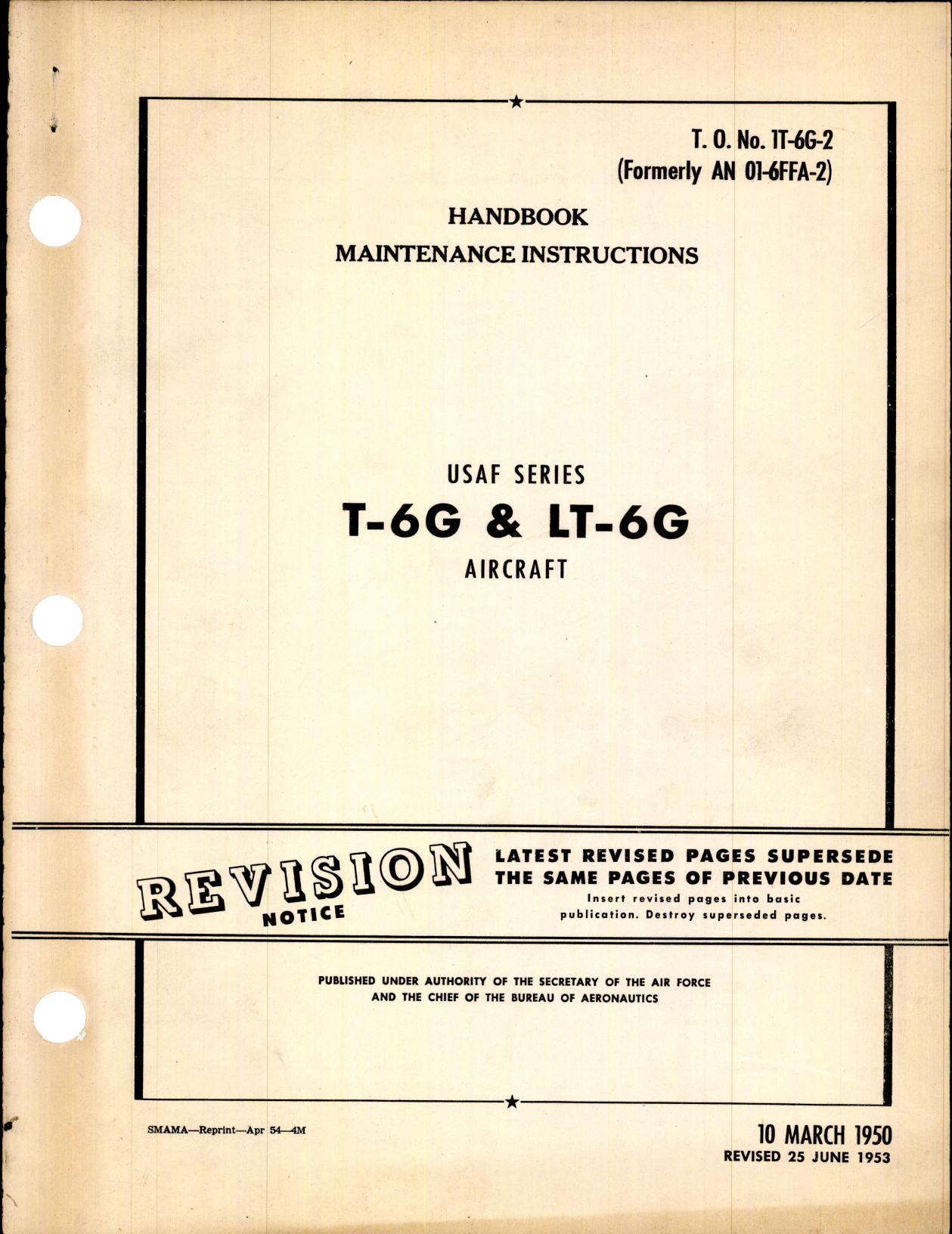 Sample page 1 from AirCorps Library document: Maintenance Instructions for T-6G & LT-6G Aircraft