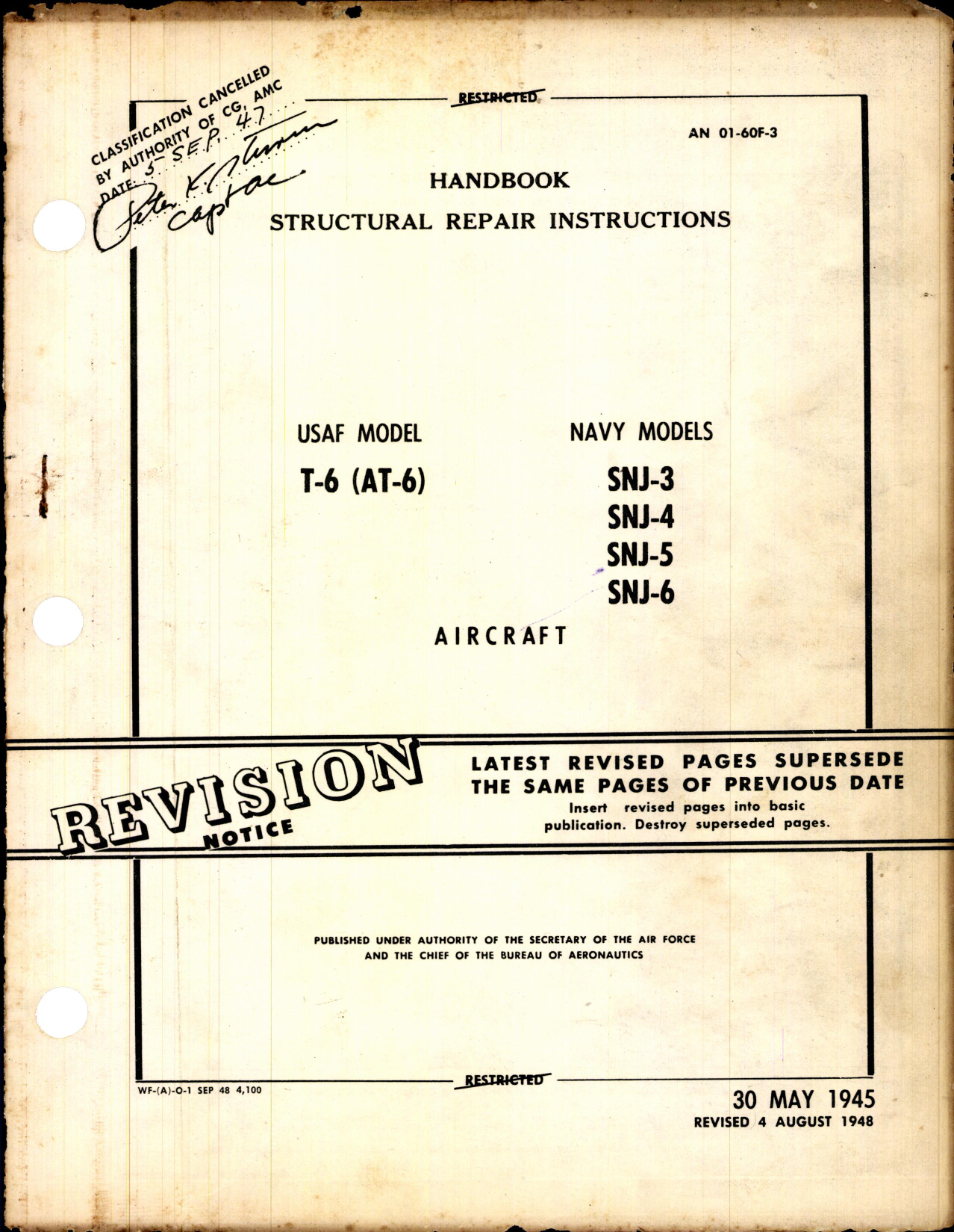 Sample page 1 from AirCorps Library document: Structural Repair Instructions for T-6 (AT-6)