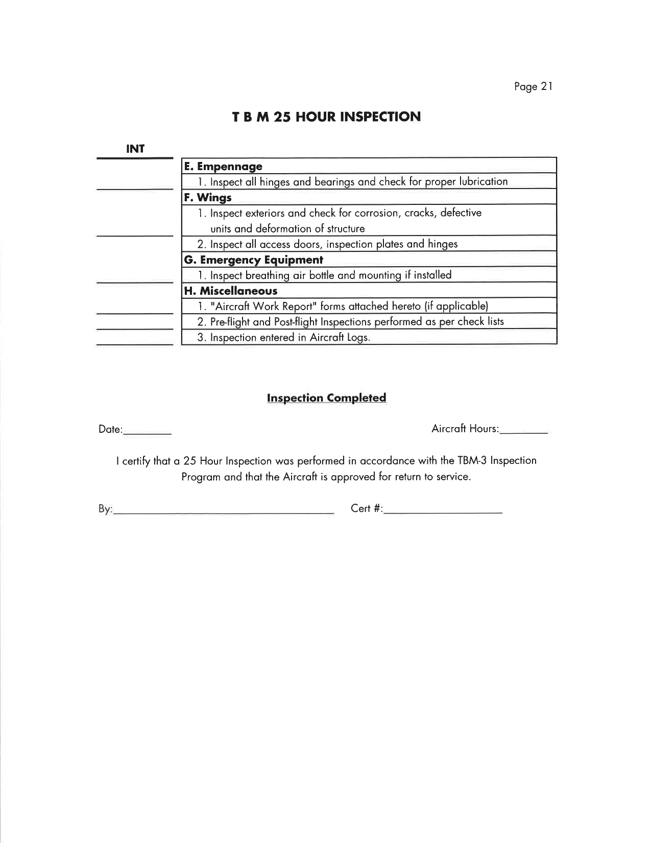 Sample page 3 from AirCorps Library document: TBM Checklist