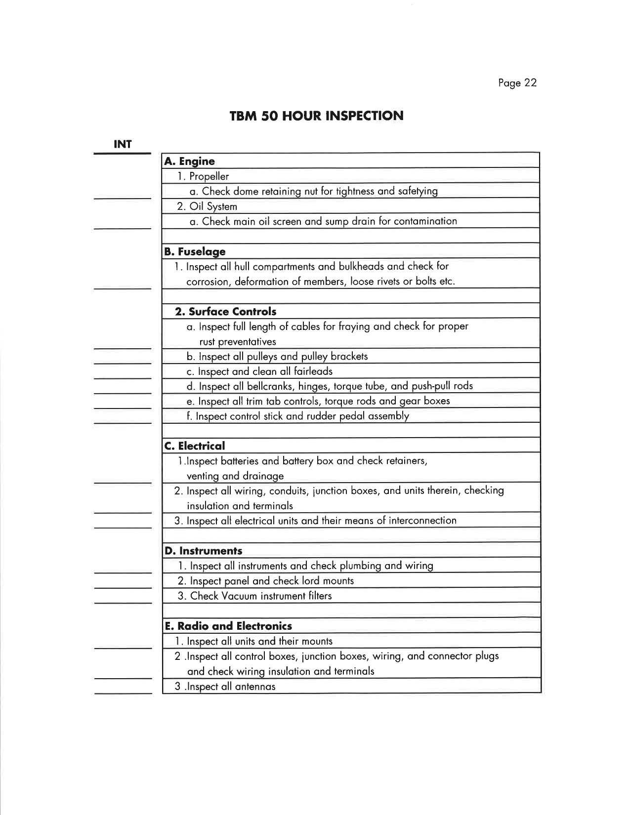 Sample page 4 from AirCorps Library document: TBM Checklist