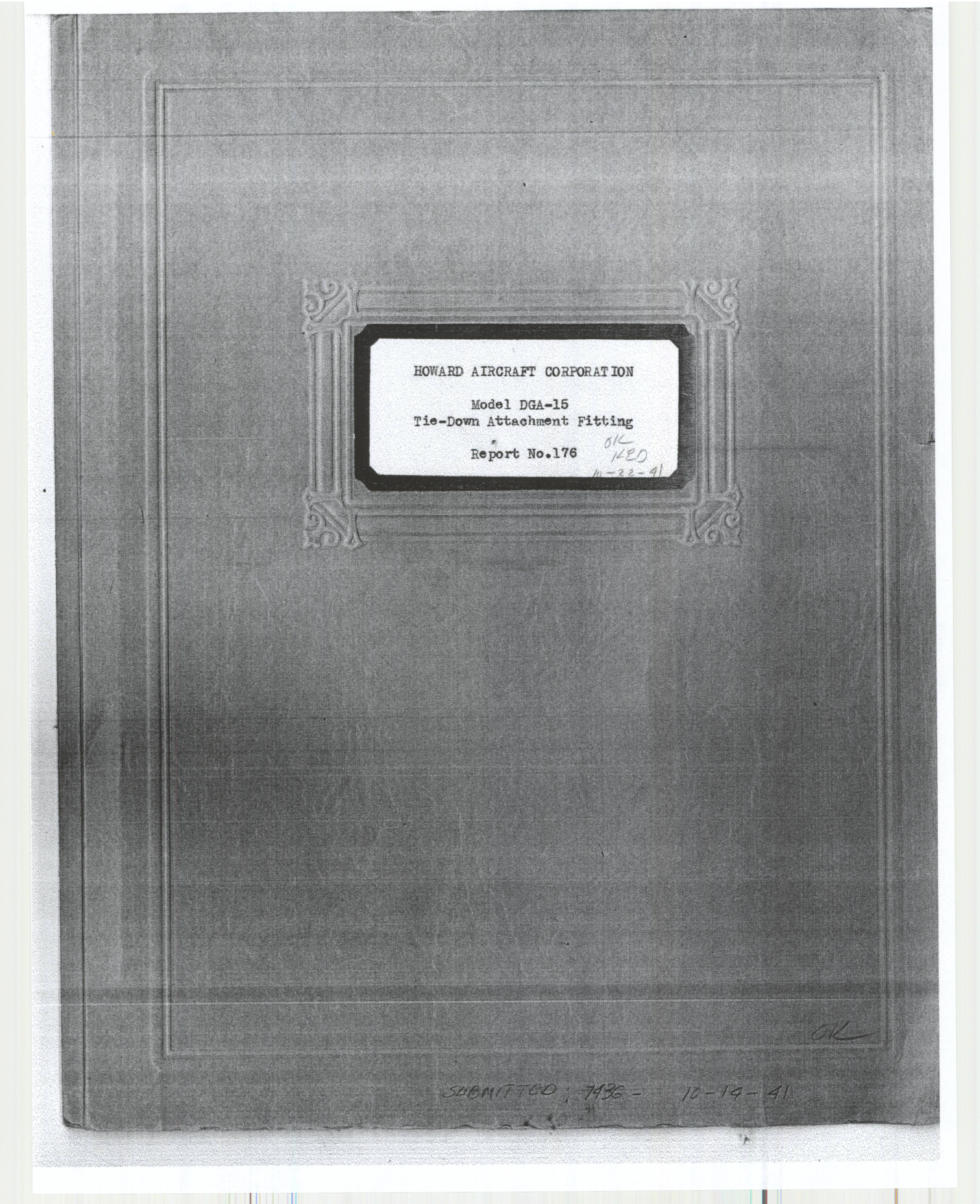 Sample page 1 from AirCorps Library document: Report 176, Tie-Down Attachment Fitting, DGA-15