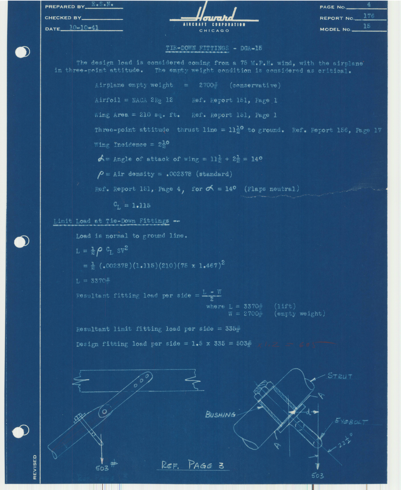 Sample page 4 from AirCorps Library document: Report 176, Tie-Down Attachment Fitting, DGA-15