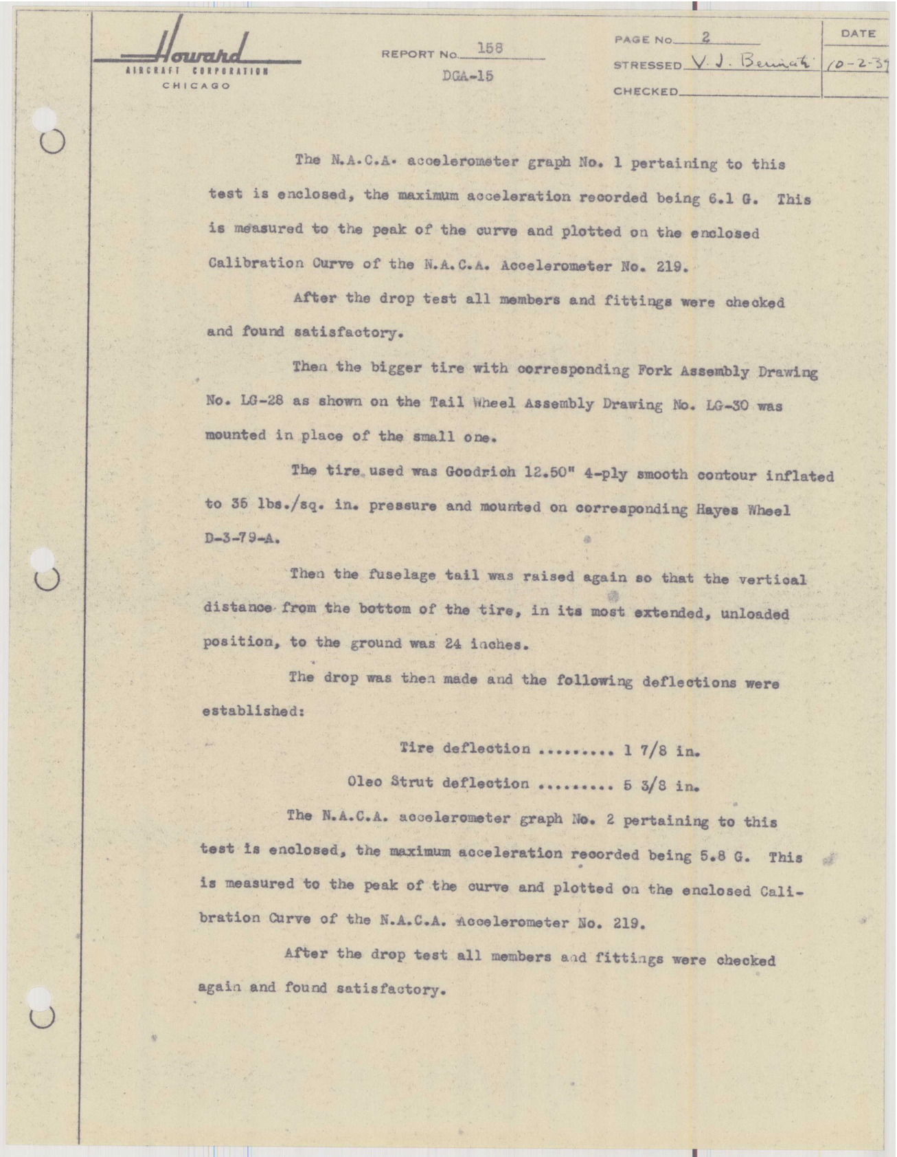 Sample page 4 from AirCorps Library document: Report 158, Tailwheel Drop Test , DGA-15