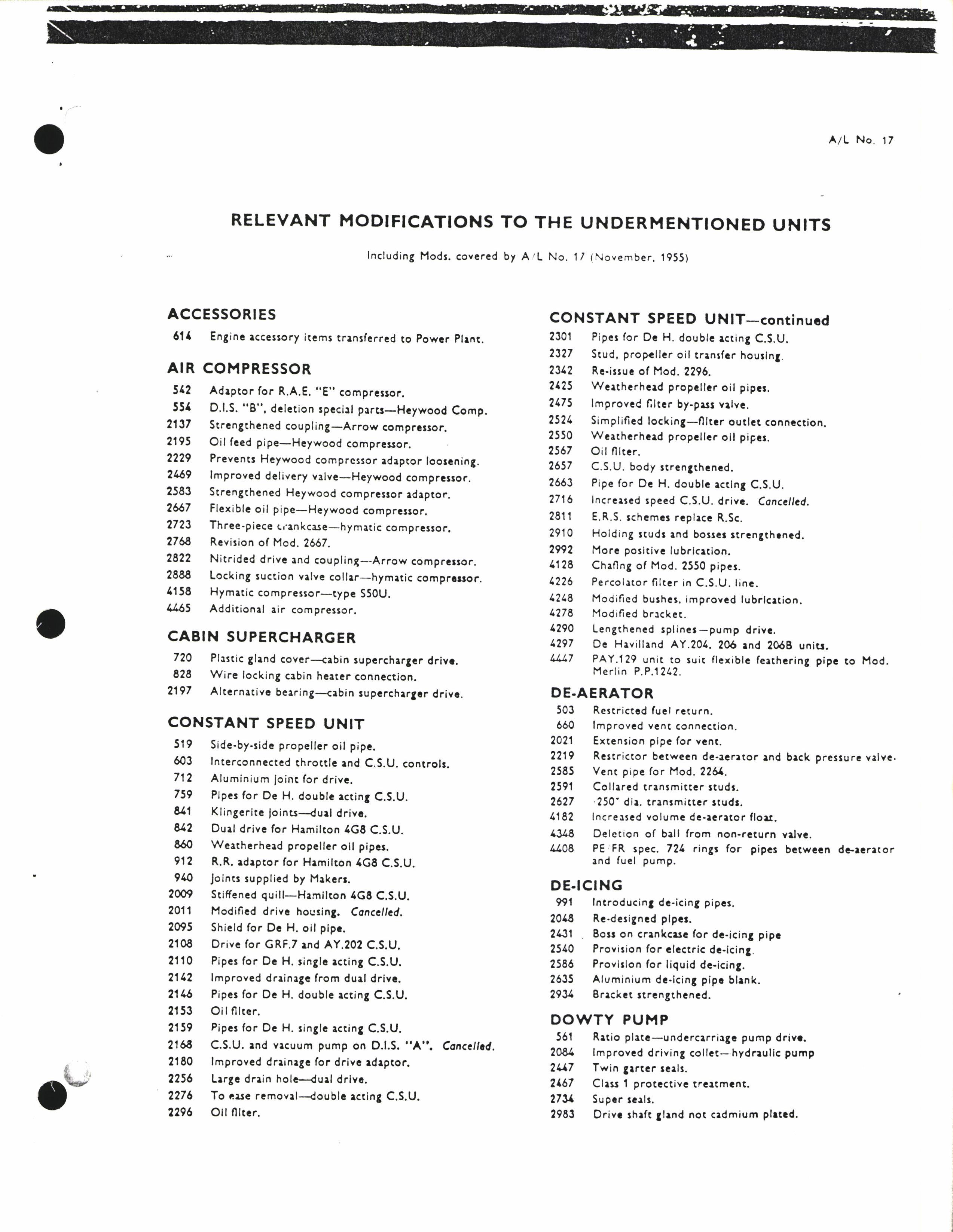 Sample page 11 from AirCorps Library document: Numerical List of Modifications to Rolls Royce Merlin Engines