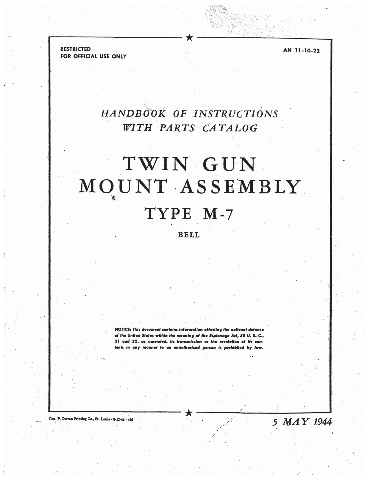 Sample page 1 from AirCorps Library document: Twin Gun Mount Assembly - Type M-7 - Bell