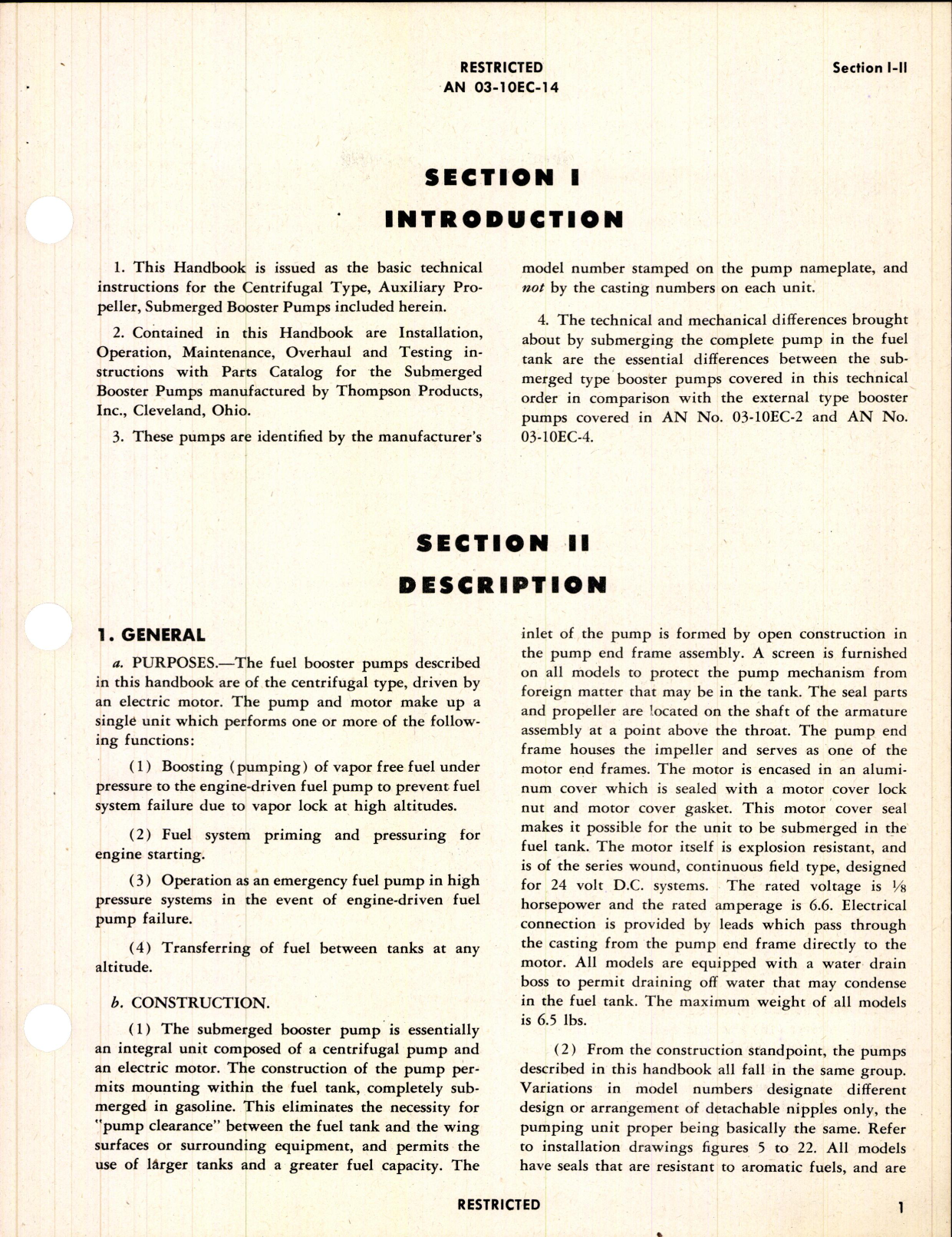 Sample page 5 from AirCorps Library document: Operation, Service, & Overhaul Inst w/ Parts Catalog for Submerged Type Booster Pumps