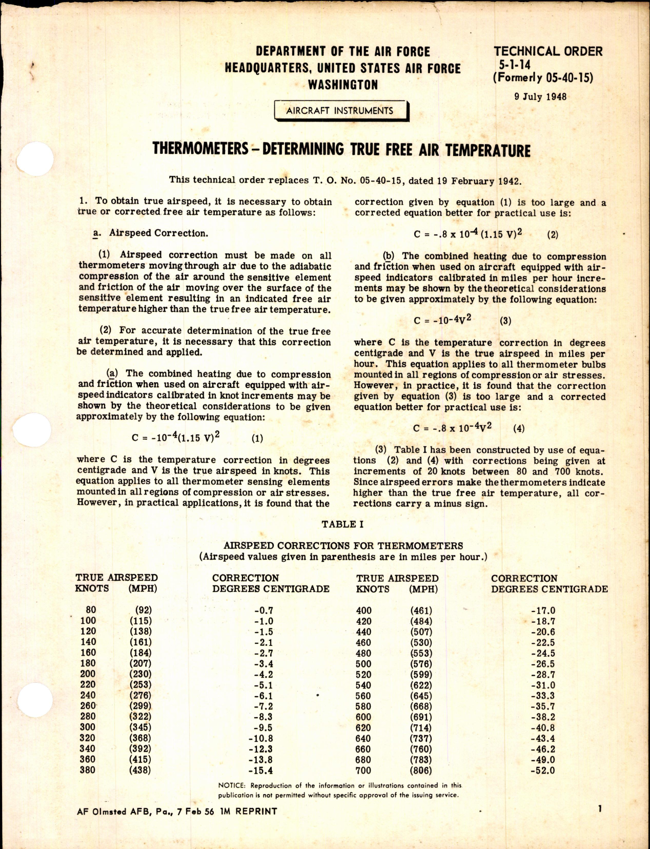 Sample page 1 from AirCorps Library document: Thermometers - Determining True Free Air Temperature