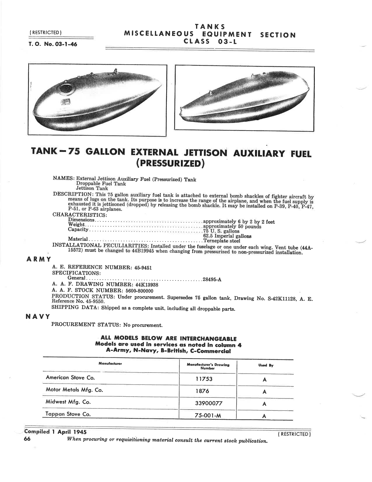 Sample page 3 from AirCorps Library document: Tanks - Misc Equipment Section - Class 03-L