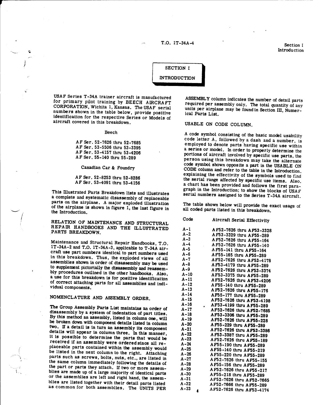 Sample page 5 from AirCorps Library document: Illustrated Parts Breakdown for USAF Series T-34A Aircraft
