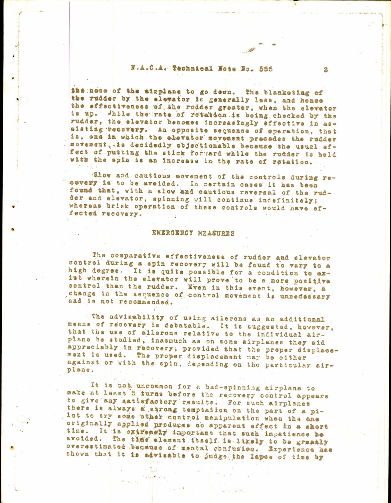 Sample page 4 from AirCorps Library document: Piloting Technique for Recovery from Spins