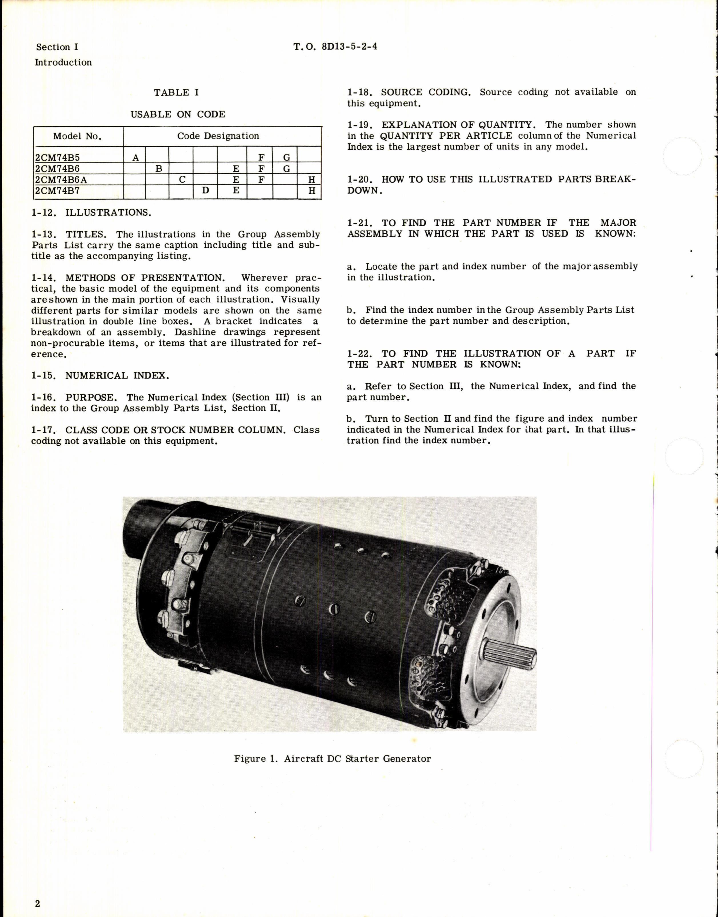 Sample page 2 from AirCorps Library document: Illustrated Parts Breakdown for GE Aircraft DC Starter Generator