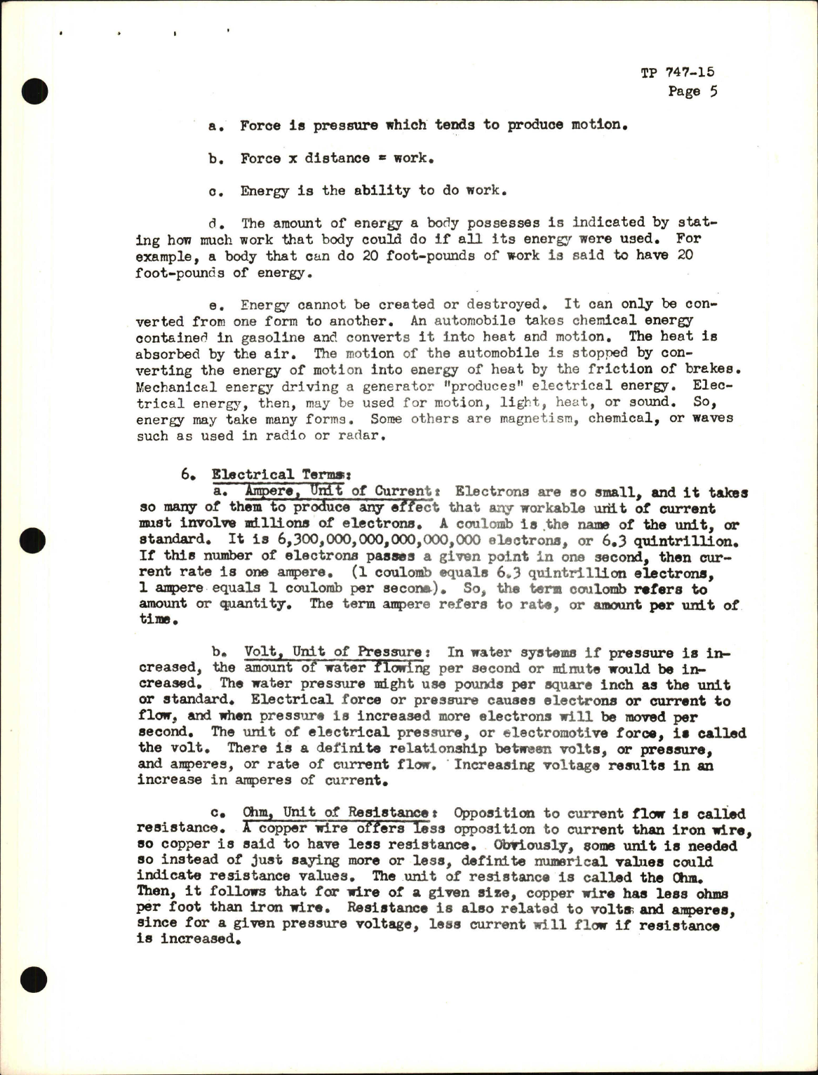 Sample page 5 from AirCorps Library document: Training Project, Electrical Fundamentals and Simple Circuits