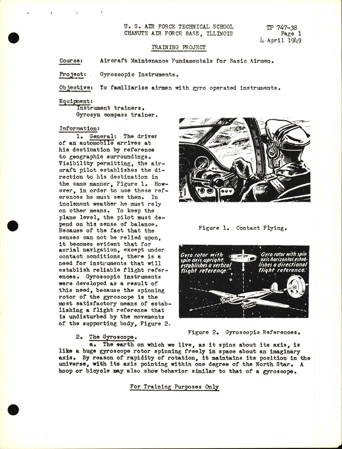 Sample page 1 from AirCorps Library document: Training Project, Gyroscopic Instruments