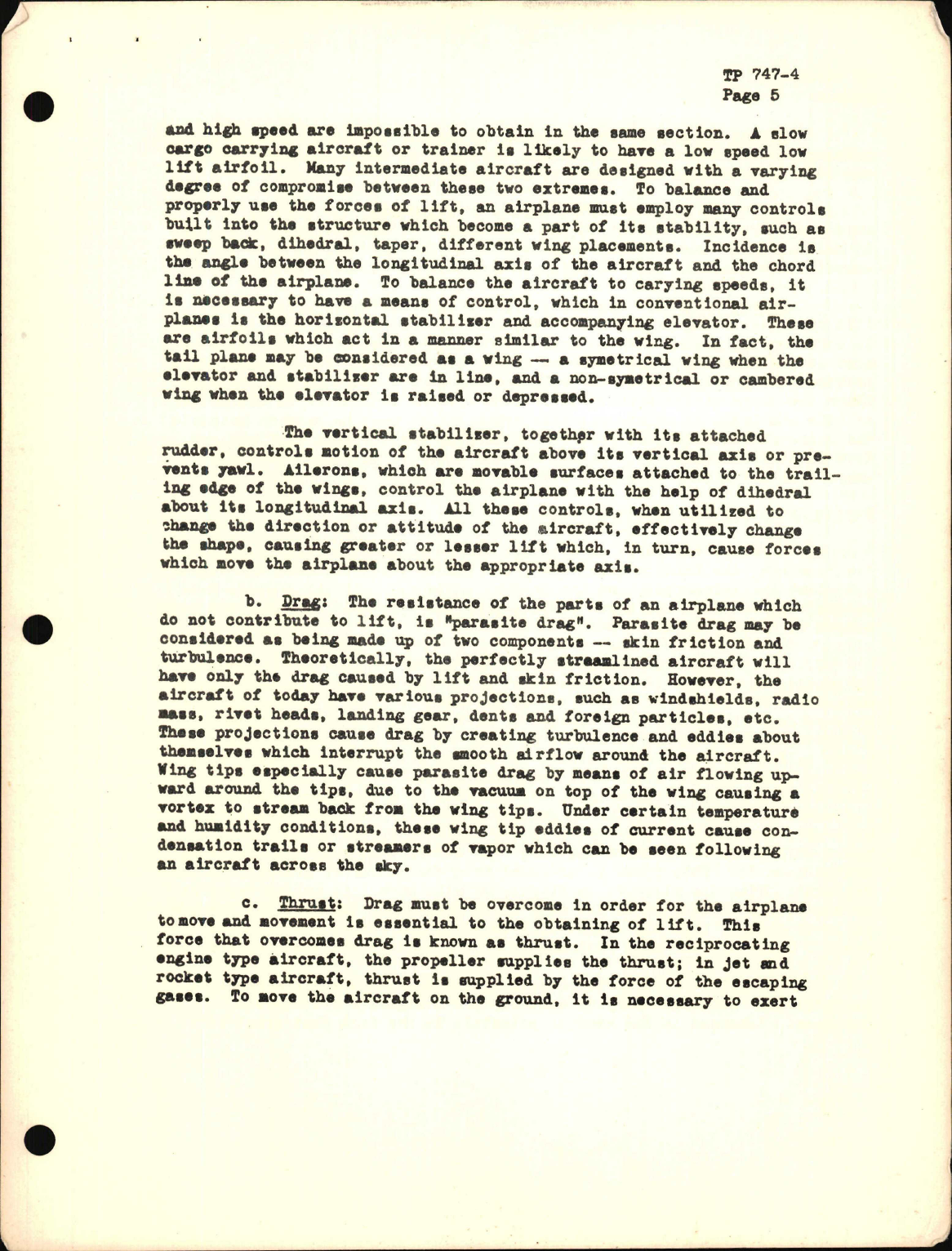 Sample page 5 from AirCorps Library document: Training Project, Elementary Aerodynamics