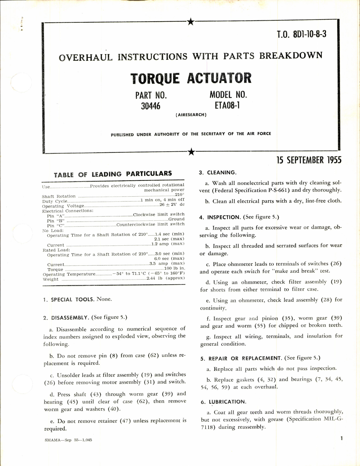 Sample page 1 from AirCorps Library document: Overhaul Instructions with Parts Breakdown Torque Actuator
