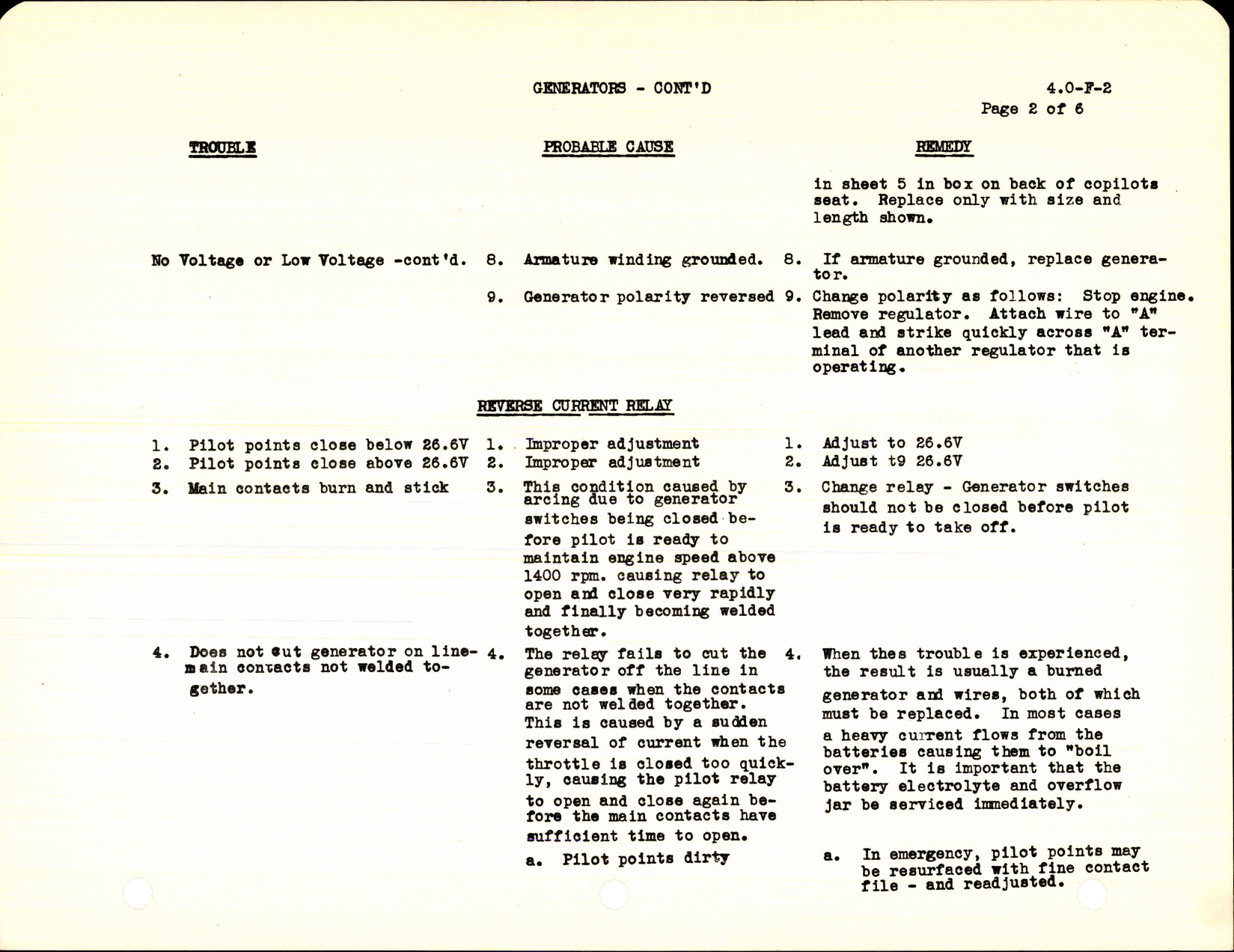 Sample page 2 from AirCorps Library document: Trouble Chart for B-17