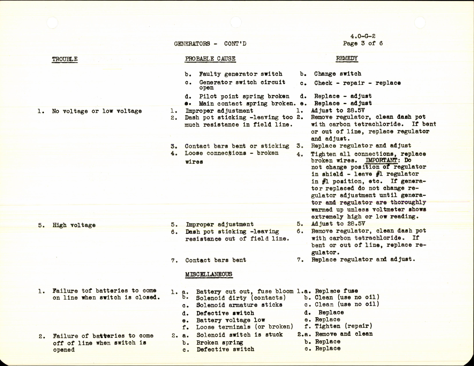 Sample page 3 from AirCorps Library document: Trouble Chart for B-17