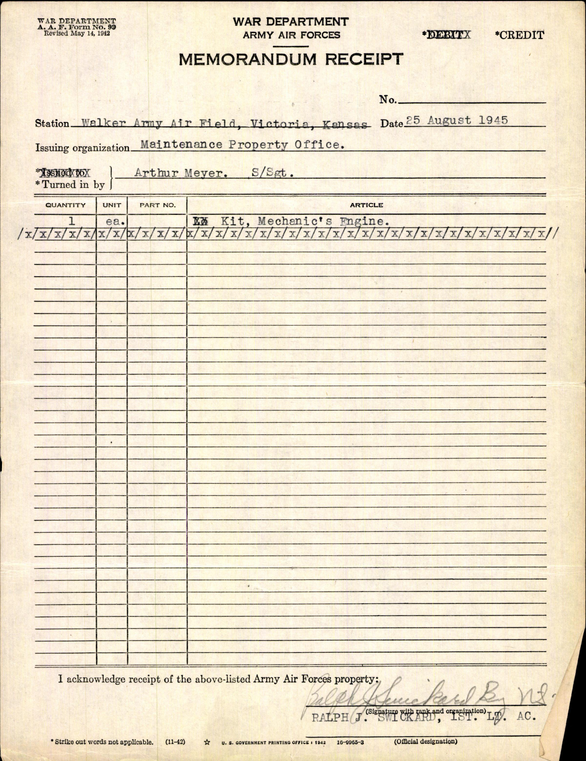 Sample page 3 from AirCorps Library document: Arthur H Meyer Training and Study Info