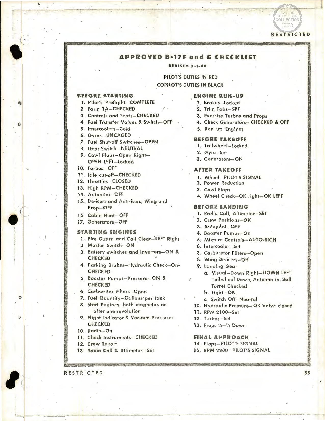 Sample page 8 from AirCorps Library document: B-17 Preflight Checklists and Starting Procedures