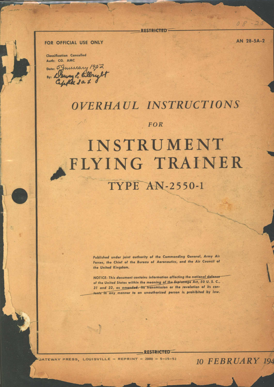 Sample page 3 from AirCorps Library document: Overhaul Instructions for Instrument Flying Trainer Type AN-2550-1
