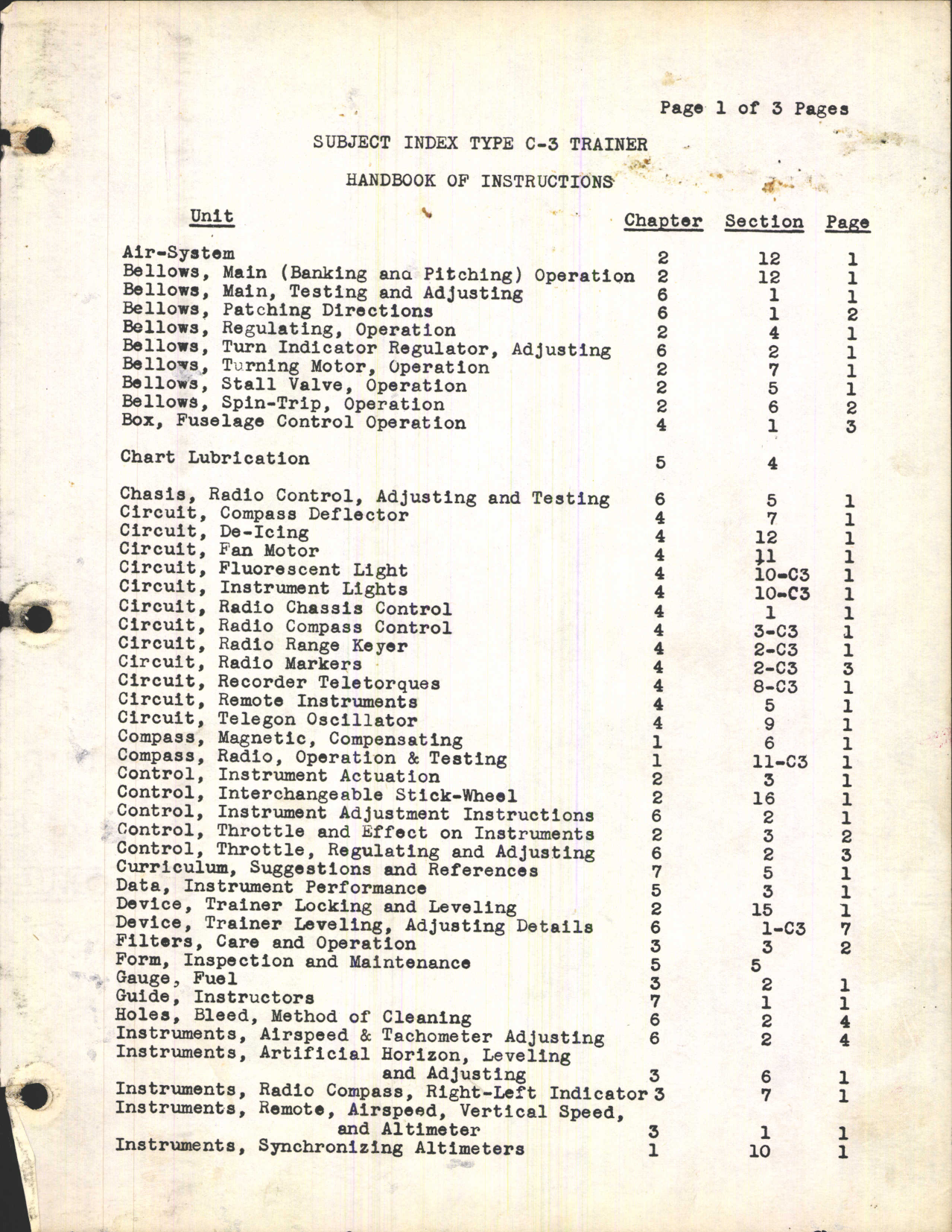 Sample page 1 from AirCorps Library document: Handbook of Instructions for C-3 Trainer