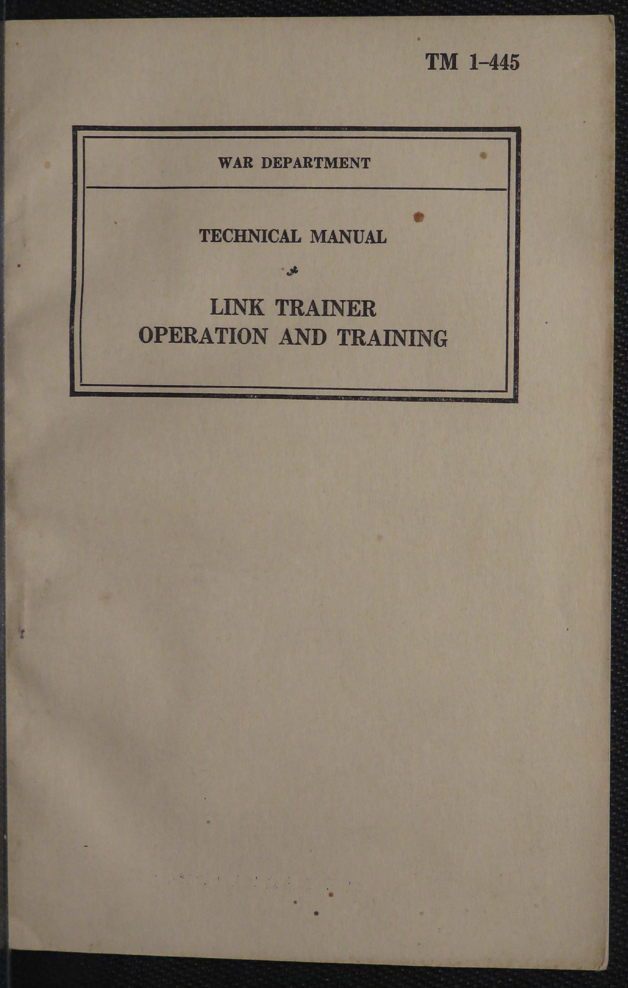 Sample page 1 from AirCorps Library document: Technical Manual - Link Trainer Operation and Training