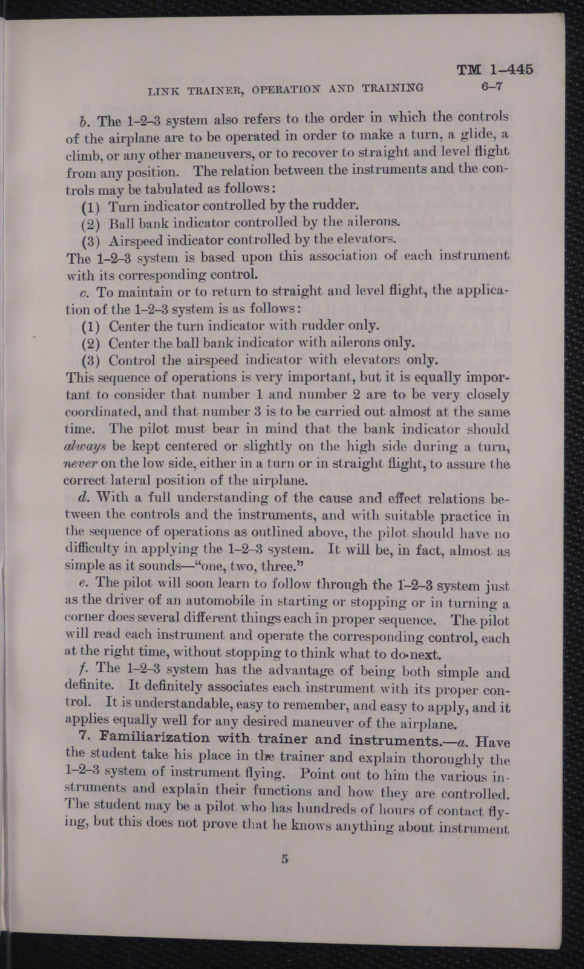 Sample page 7 from AirCorps Library document: Technical Manual - Link Trainer Operation and Training