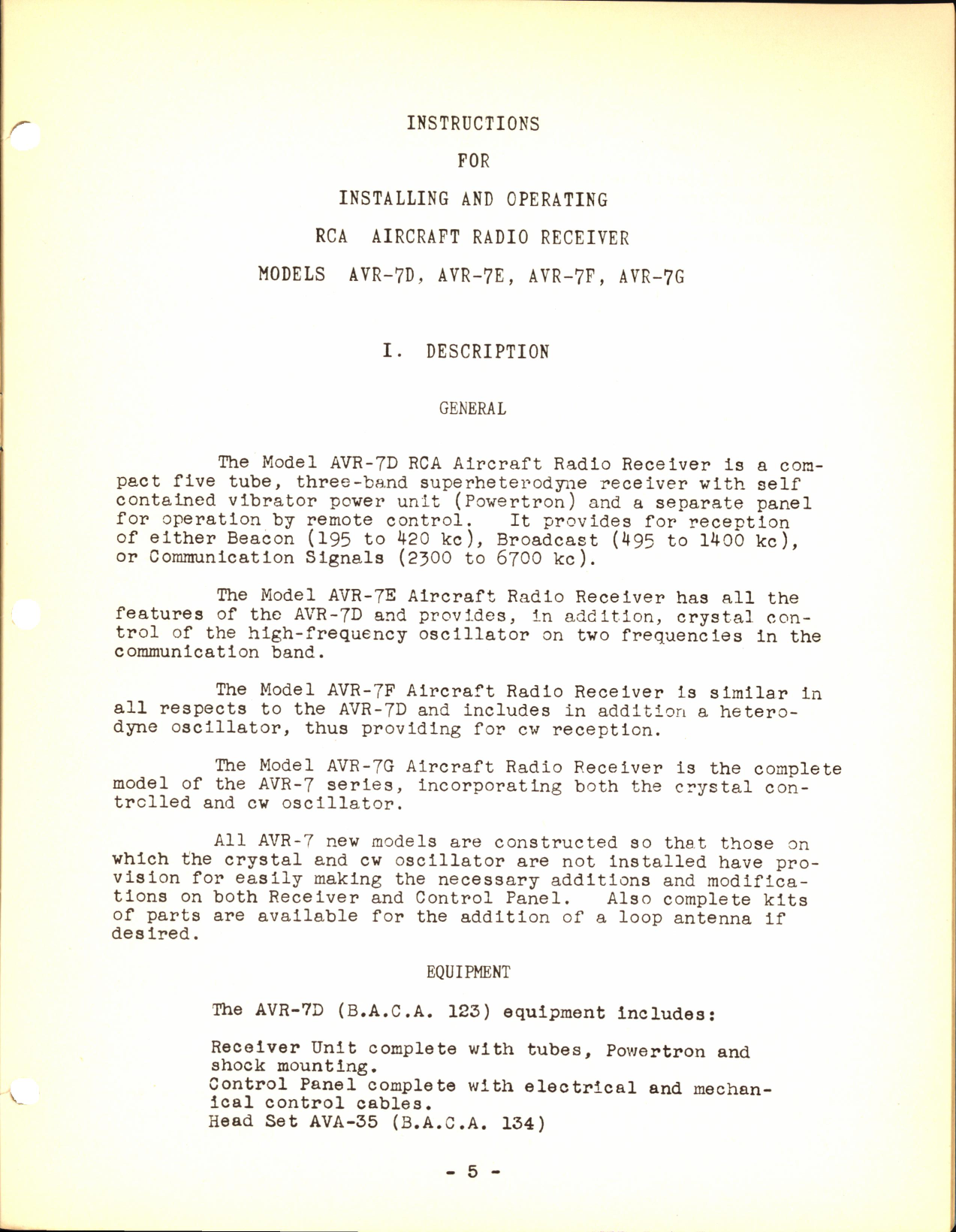 Sample page 7 from AirCorps Library document: RCA Aircraft Radio Receiver