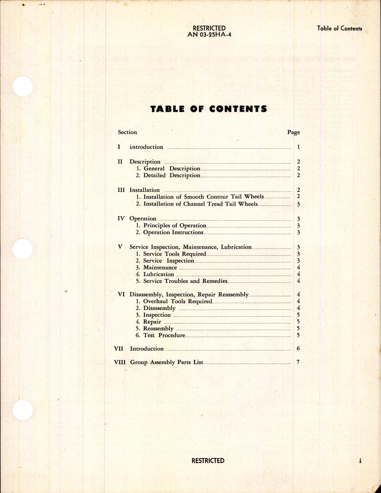 Sample page 3 from AirCorps Library document: Instructions with Parts Catalog for Tail Wheels