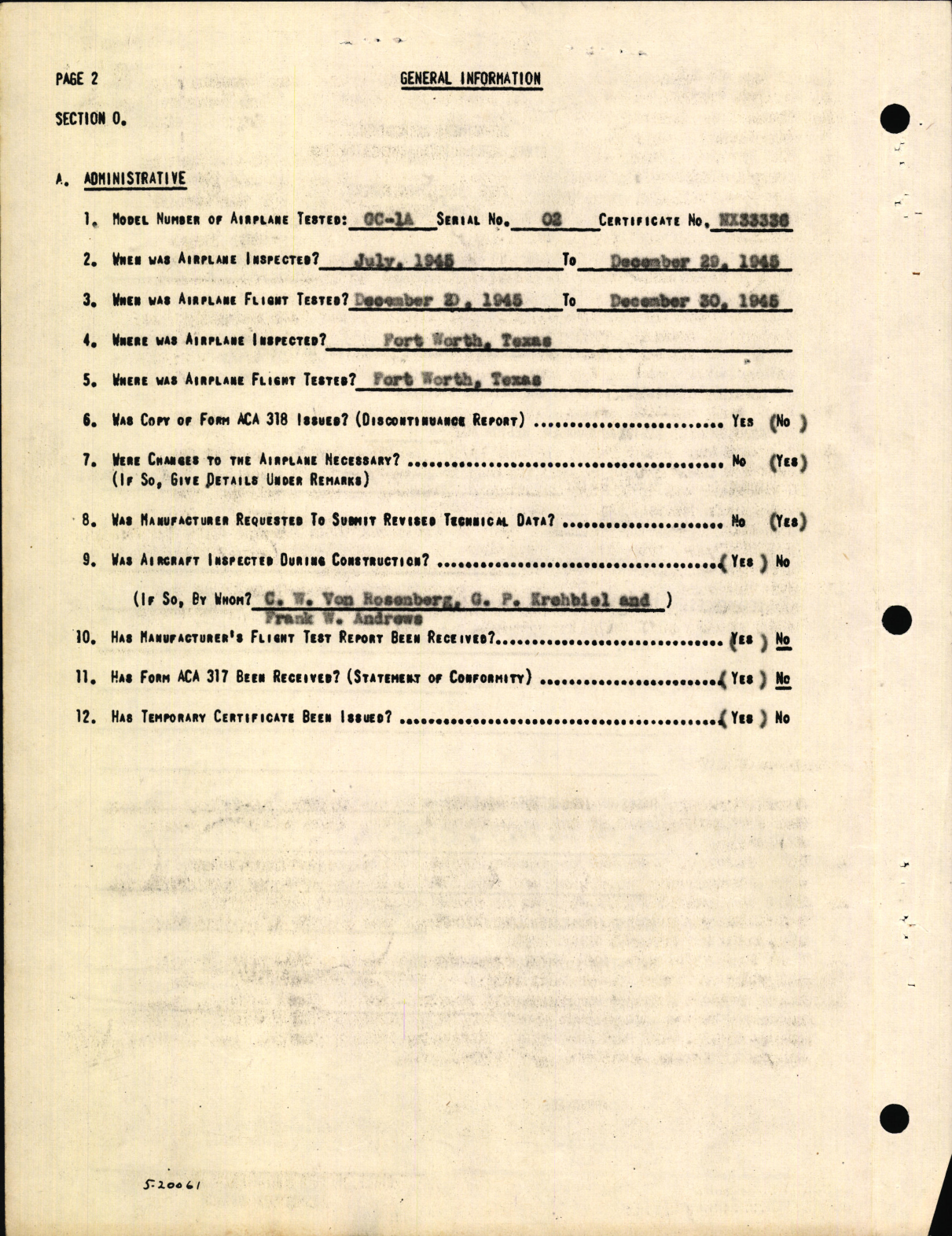 Sample page 4 from AirCorps Library document: Type Inspection Report for Globe GC-1A