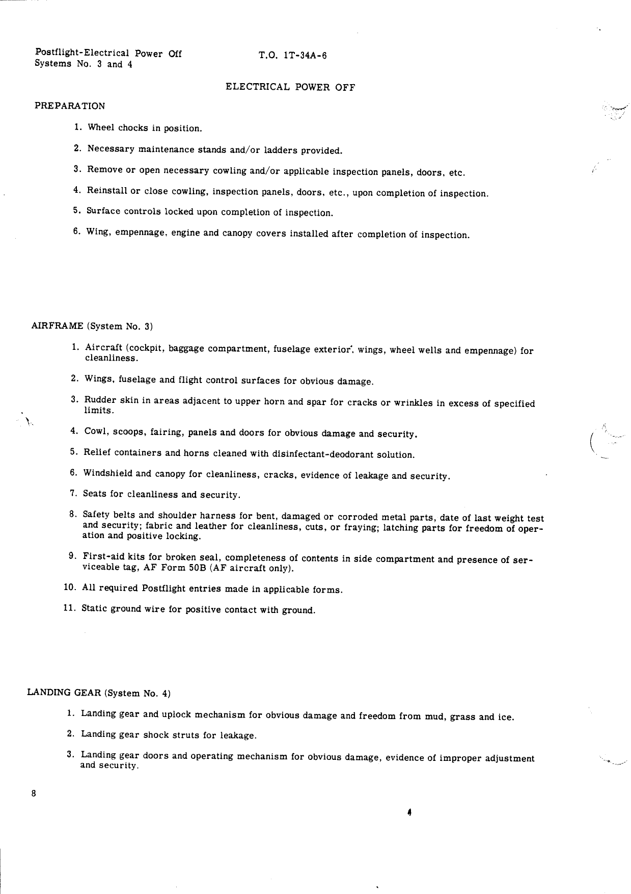 Sample page 12 from AirCorps Library document: Handbook Inspection Requirements for USAF Series T-34A Aircraft