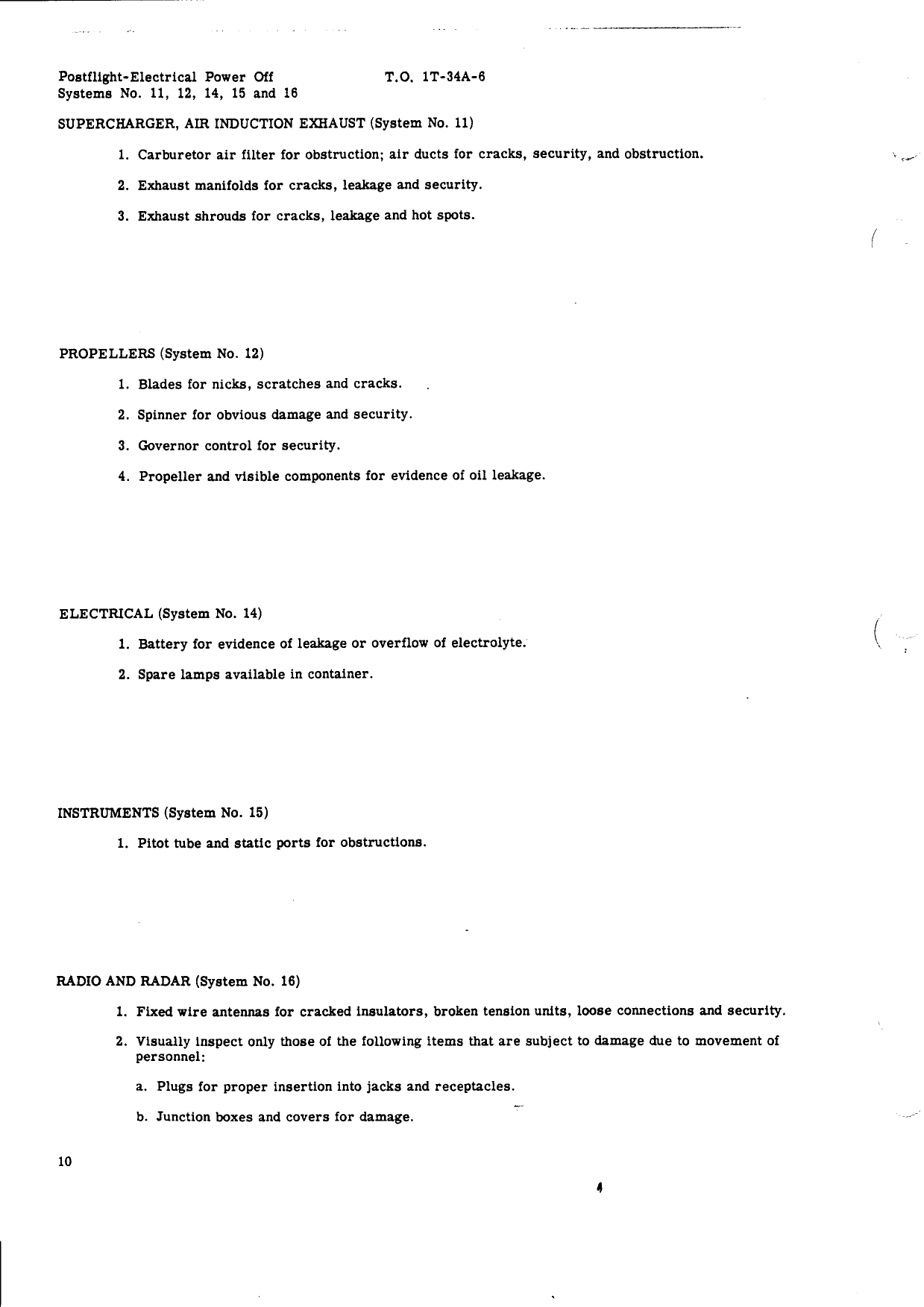 Sample page 14 from AirCorps Library document: Handbook Inspection Requirements for USAF Series T-34A Aircraft