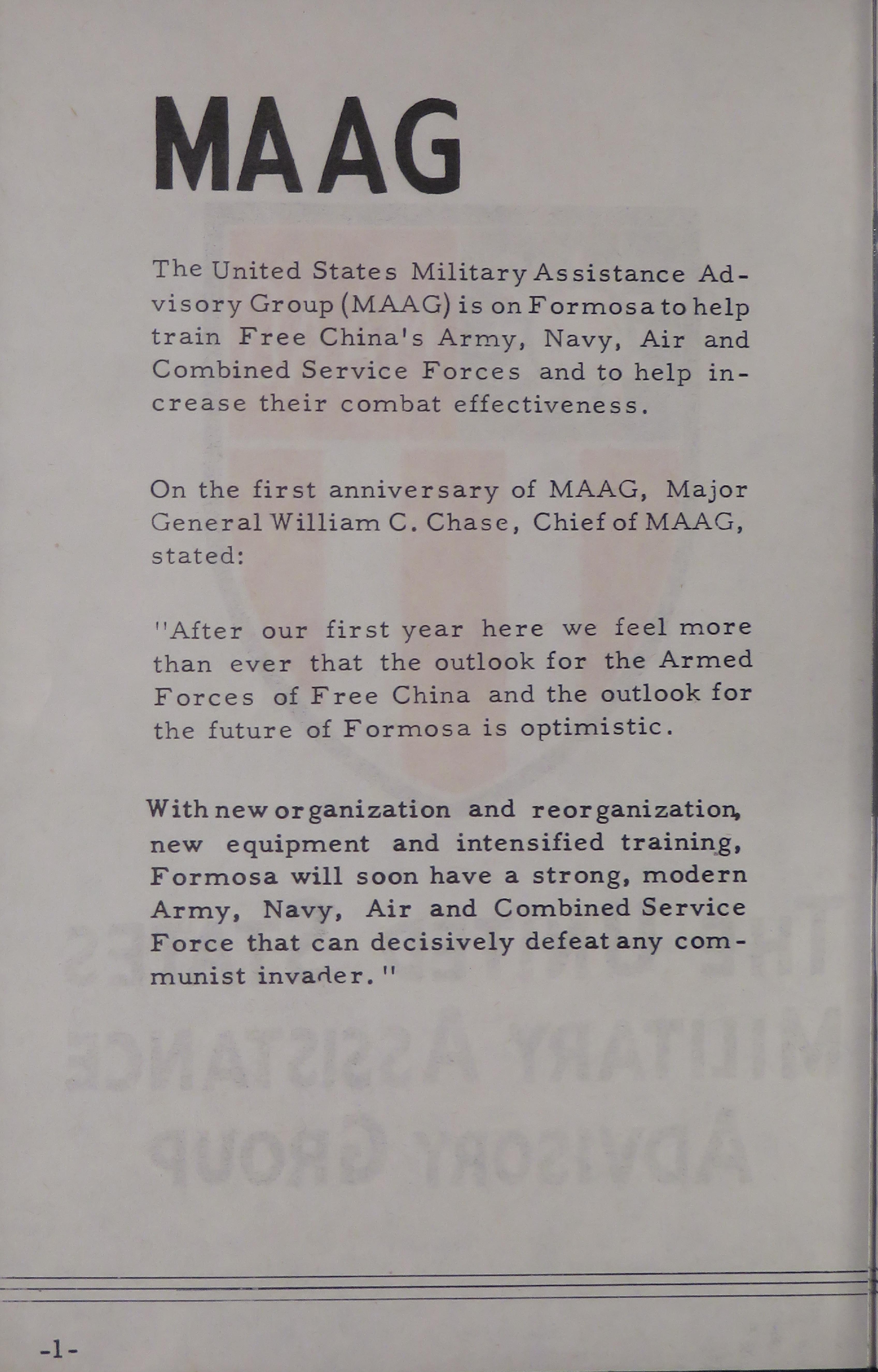 Sample page 2 from AirCorps Library document: The United States Military Assistance Advisory Group