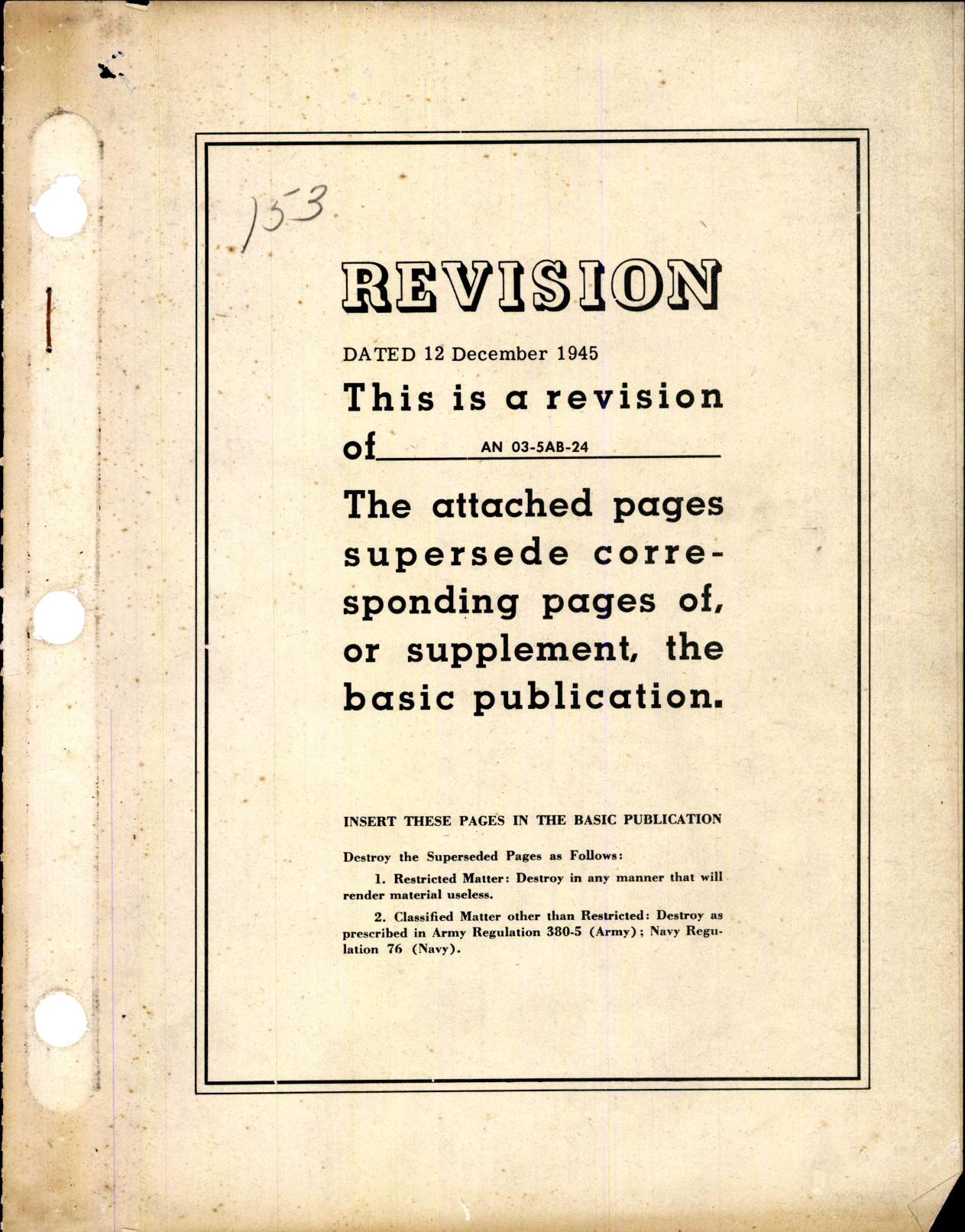 Sample page 1 from AirCorps Library document: Instructions with Parts Catalog for Voltage Regulator Base