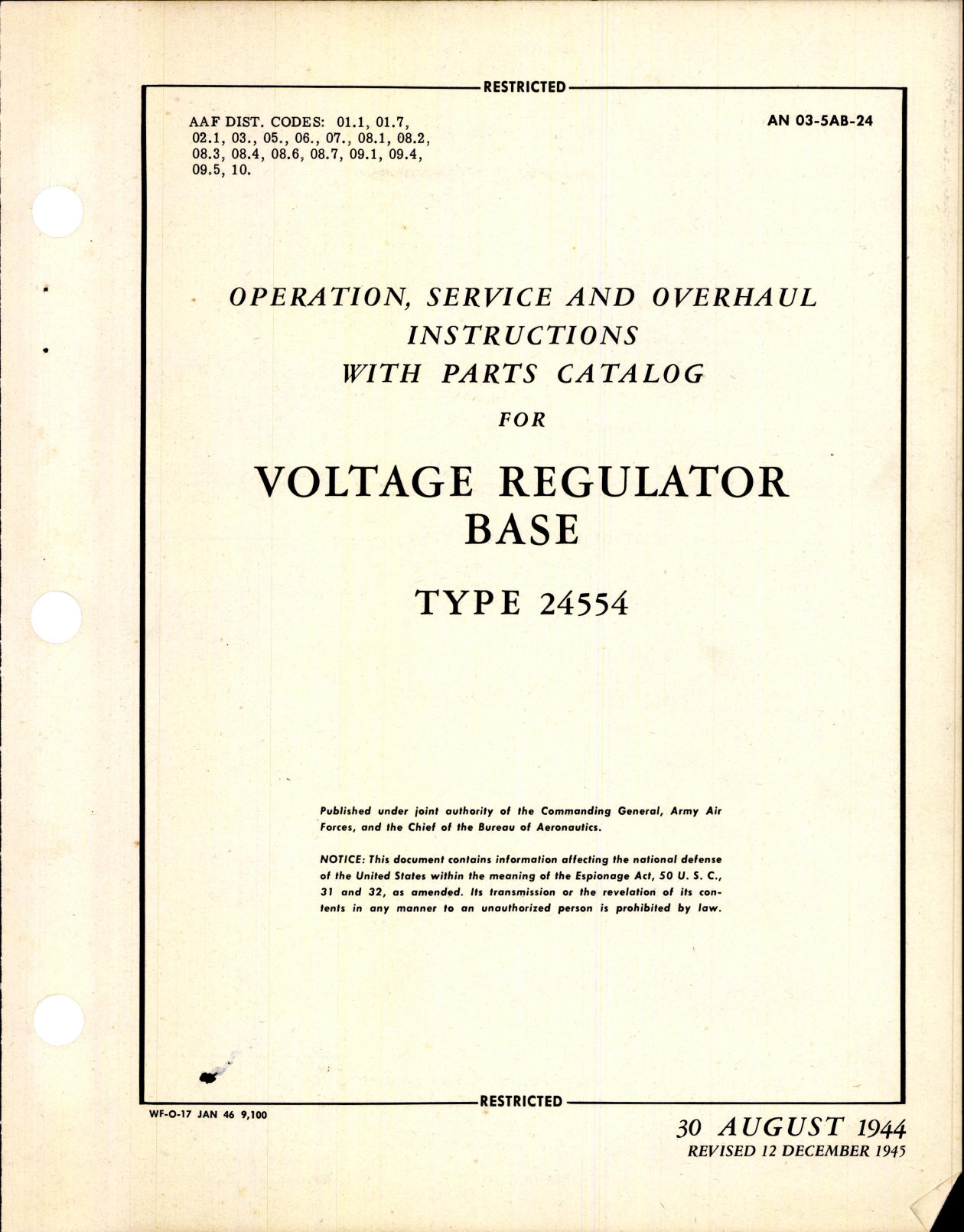Sample page 3 from AirCorps Library document: Instructions with Parts Catalog for Voltage Regulator Base