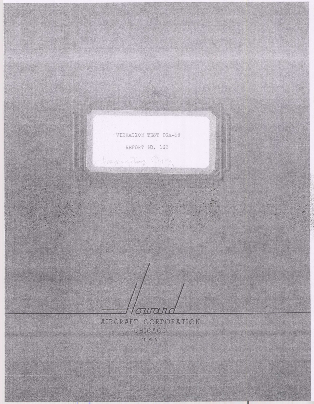 Sample page 1 from AirCorps Library document: Report 163, Vibration Test, DGA-15