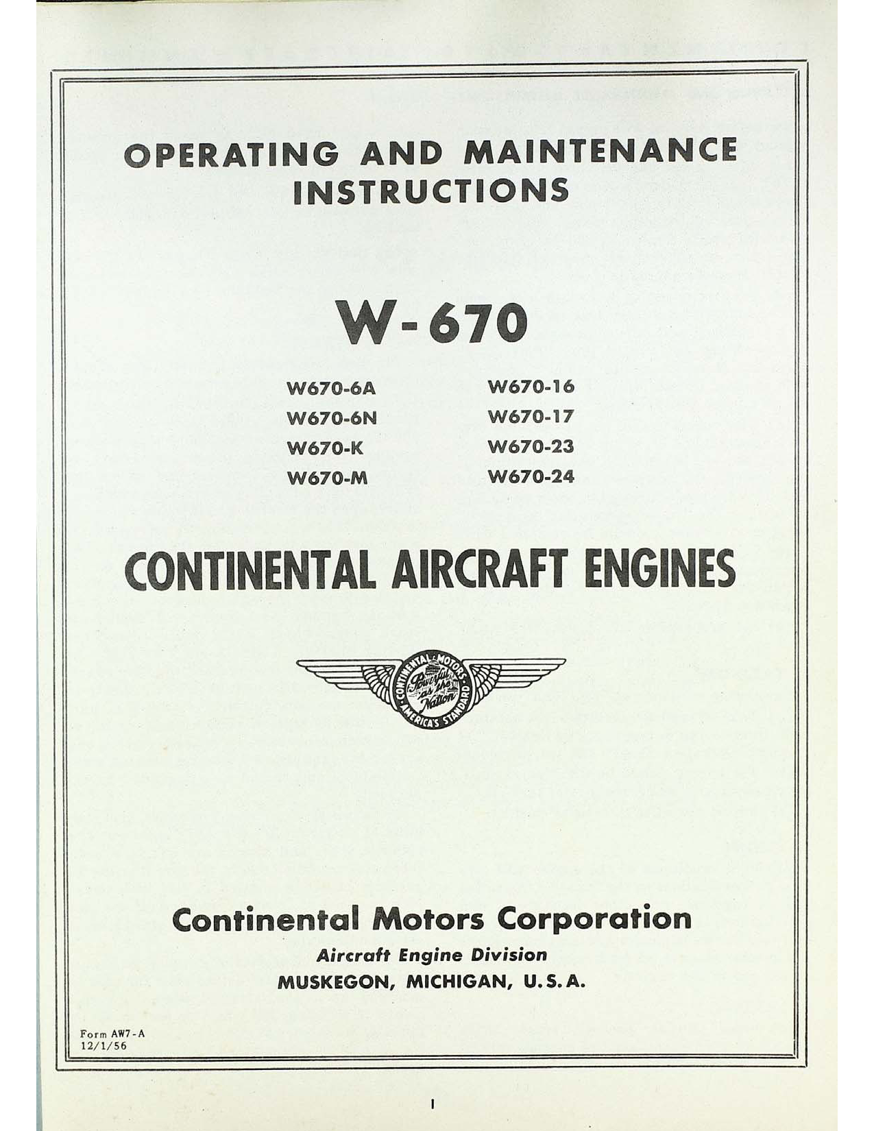 Sample page 2 from AirCorps Library document: Continental W-670 Engine - Operating & Maintenance Instructions