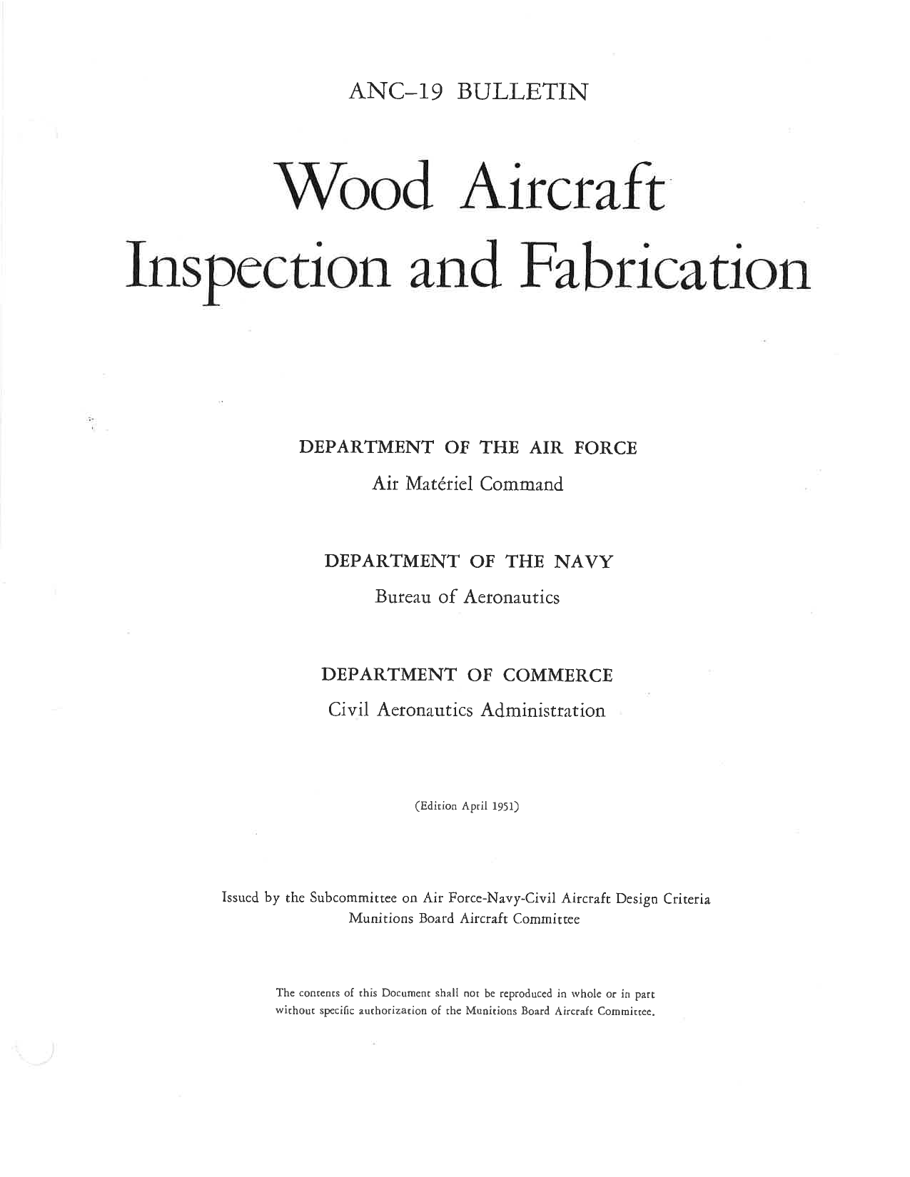 Sample page 1 from AirCorps Library document: Wood Aircraft Inspection and Fabrication