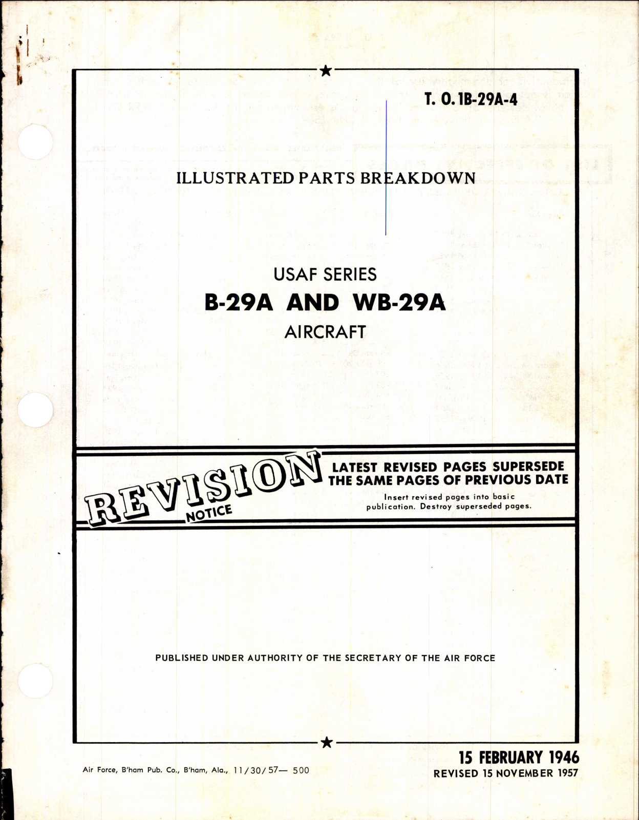 Sample page 1 from AirCorps Library document: Illustrated Parts Breakdown for B-29A and WB-29A