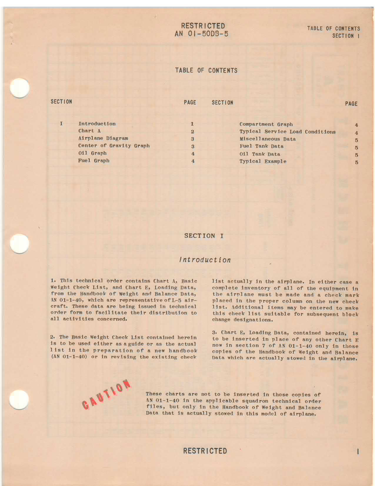 Sample page 3 from AirCorps Library document: Basic Weight Check List and Loading Data - L-5, OY-1