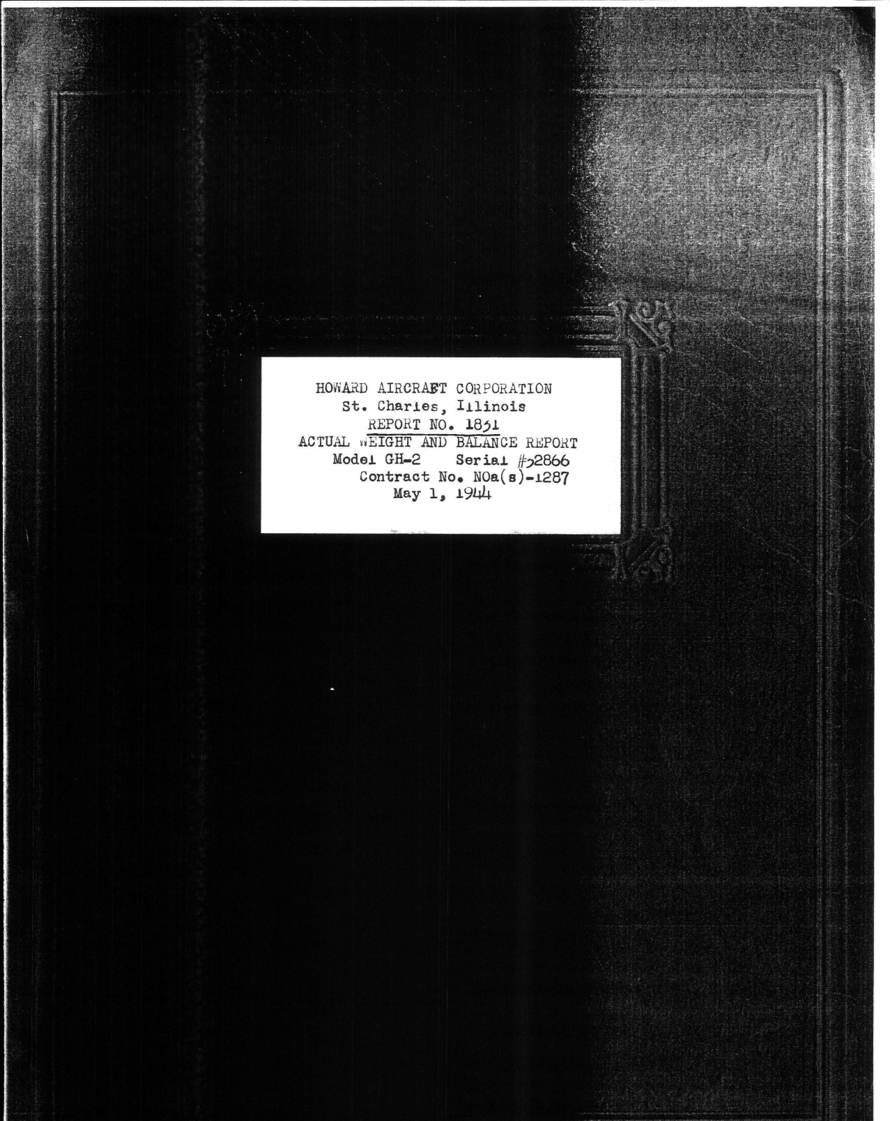 Sample page 1 from AirCorps Library document: Report 1831, Weight and Balance, GH-2 1831