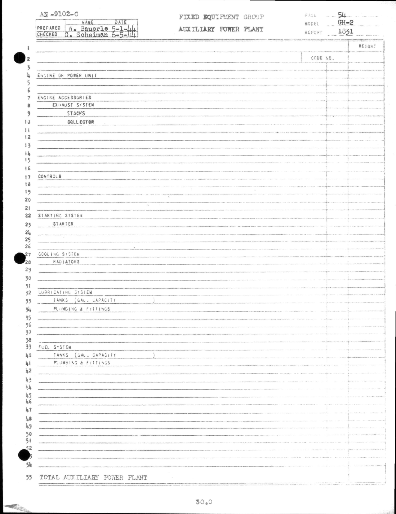 Sample page 57 from AirCorps Library document: Report 1831, Weight and Balance, GH-2 1831