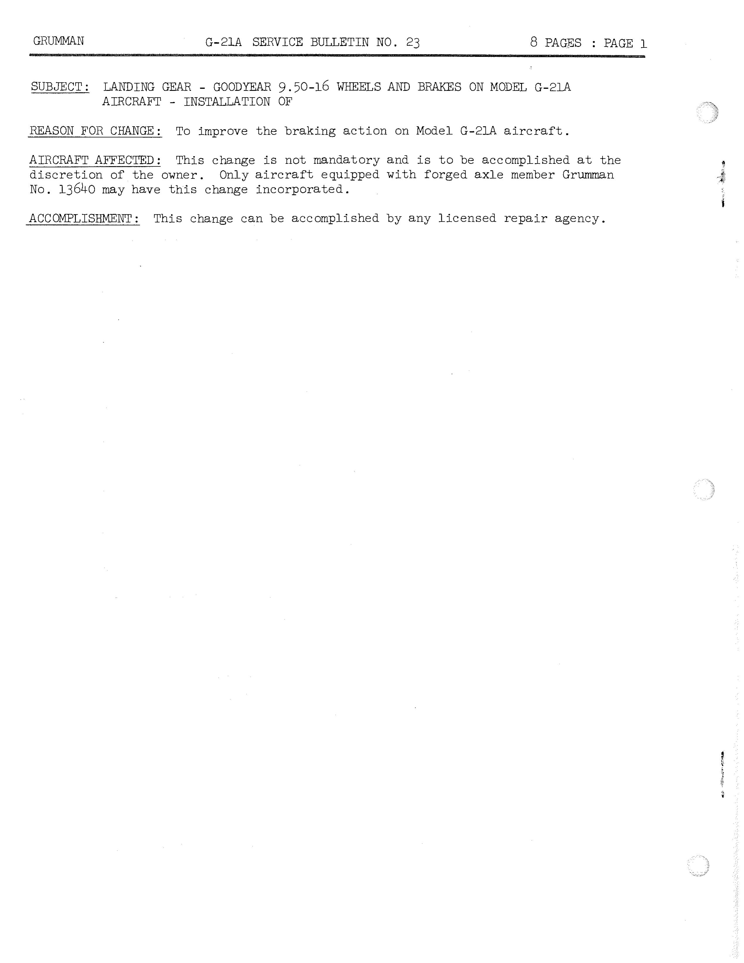 Sample page 2 from AirCorps Library document: Installation of Landing Gear and Brakes for G-21A